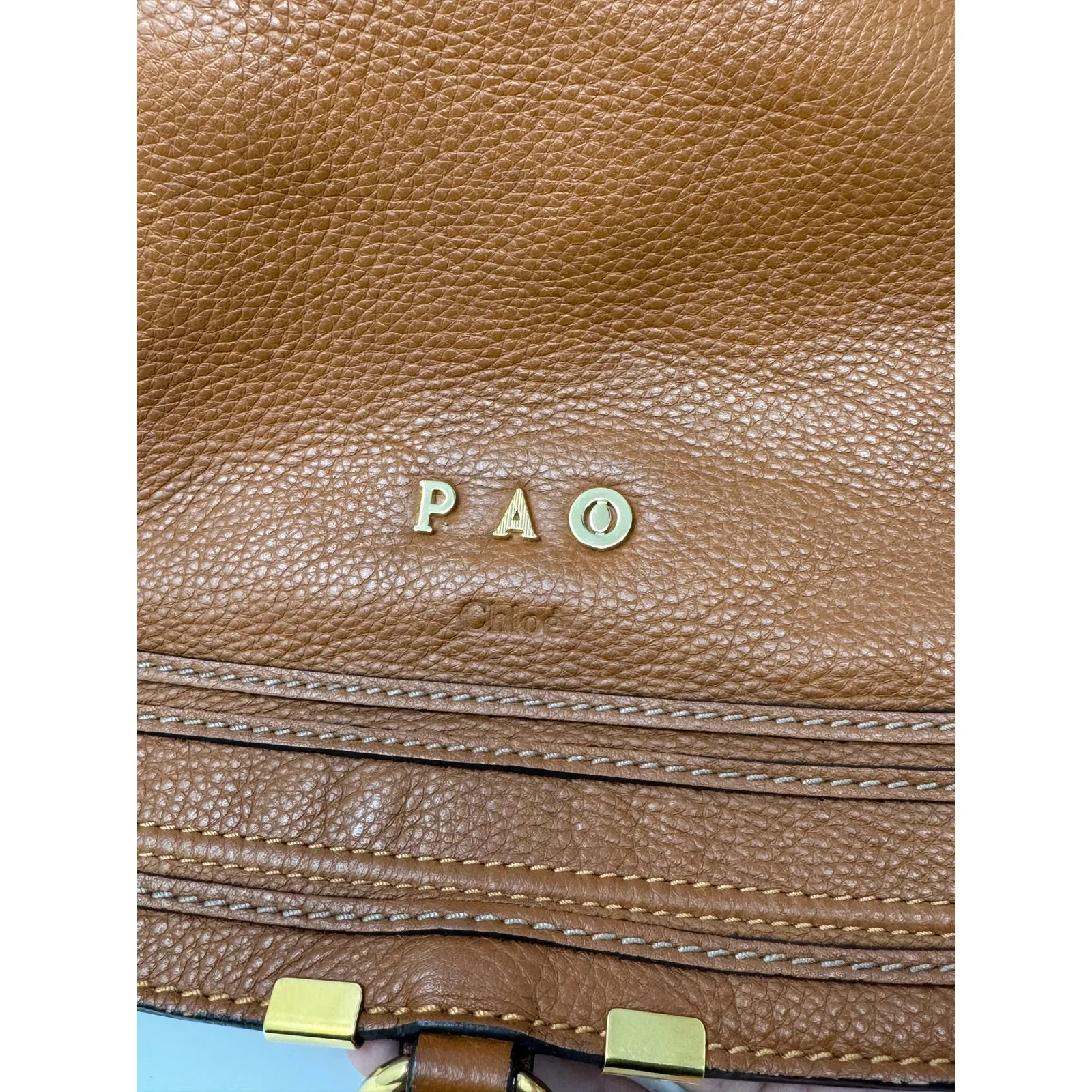 Chloe Large Marcie Pebbled Leather Satchel Bag Tan Cognac Gold Hardware w COA - Image 3