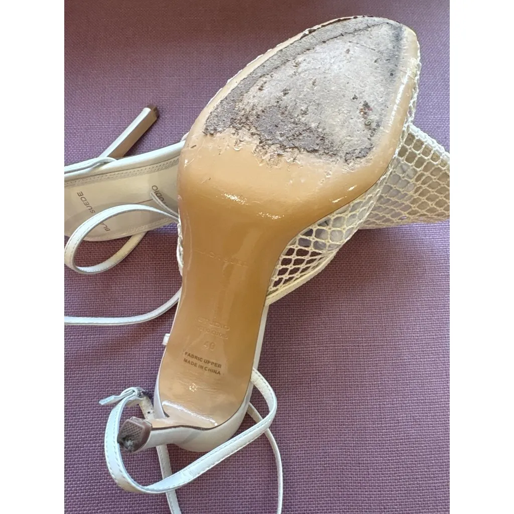 BLACK SUEDE STUDIO Millie 100 High Heels in Coconut Woven Mesh 40 With Box Women White Size 9 - Image 11