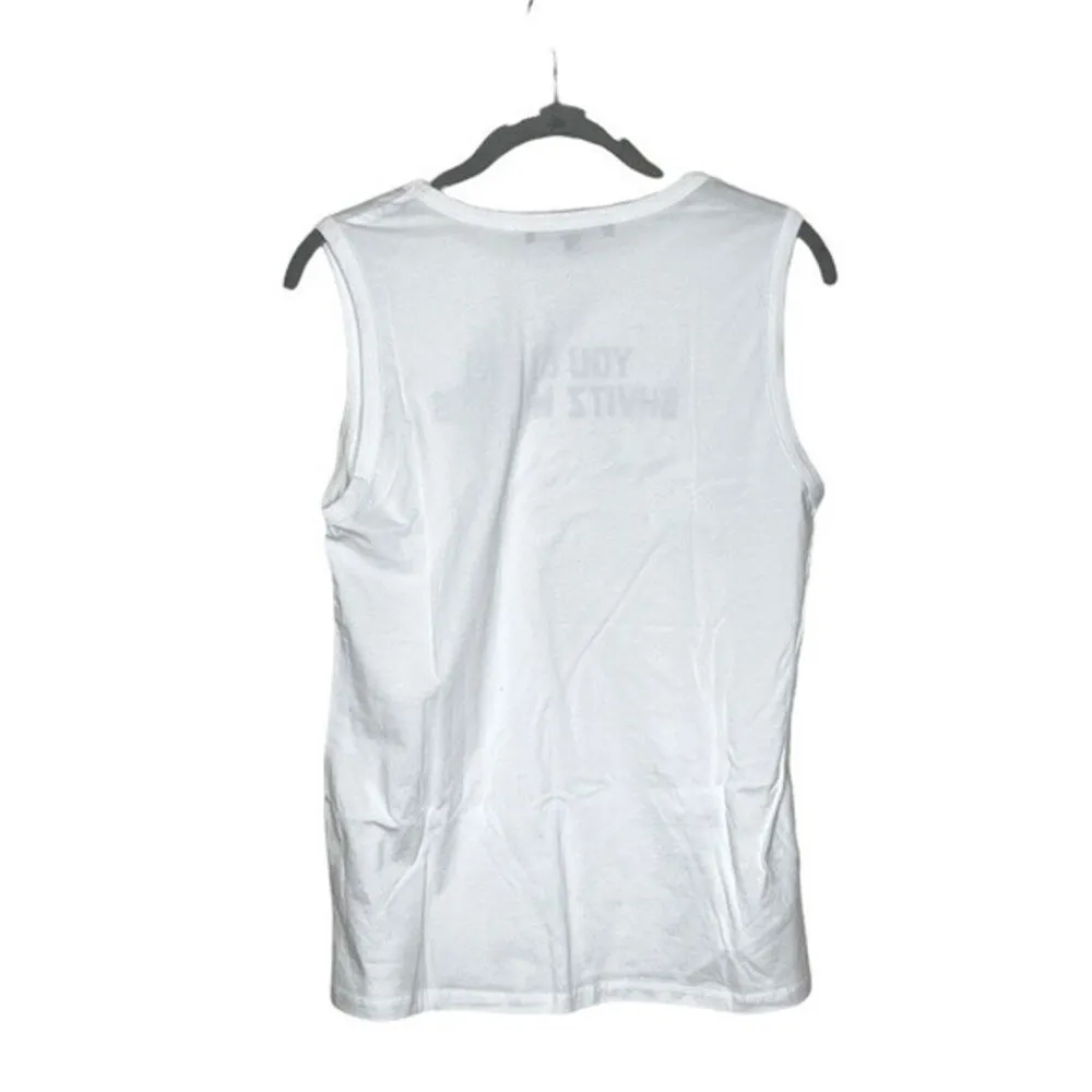 UNKOSHER MARKET You Can't Shvitz With Us White Tank Top Black Graphic Size XL - Image 6