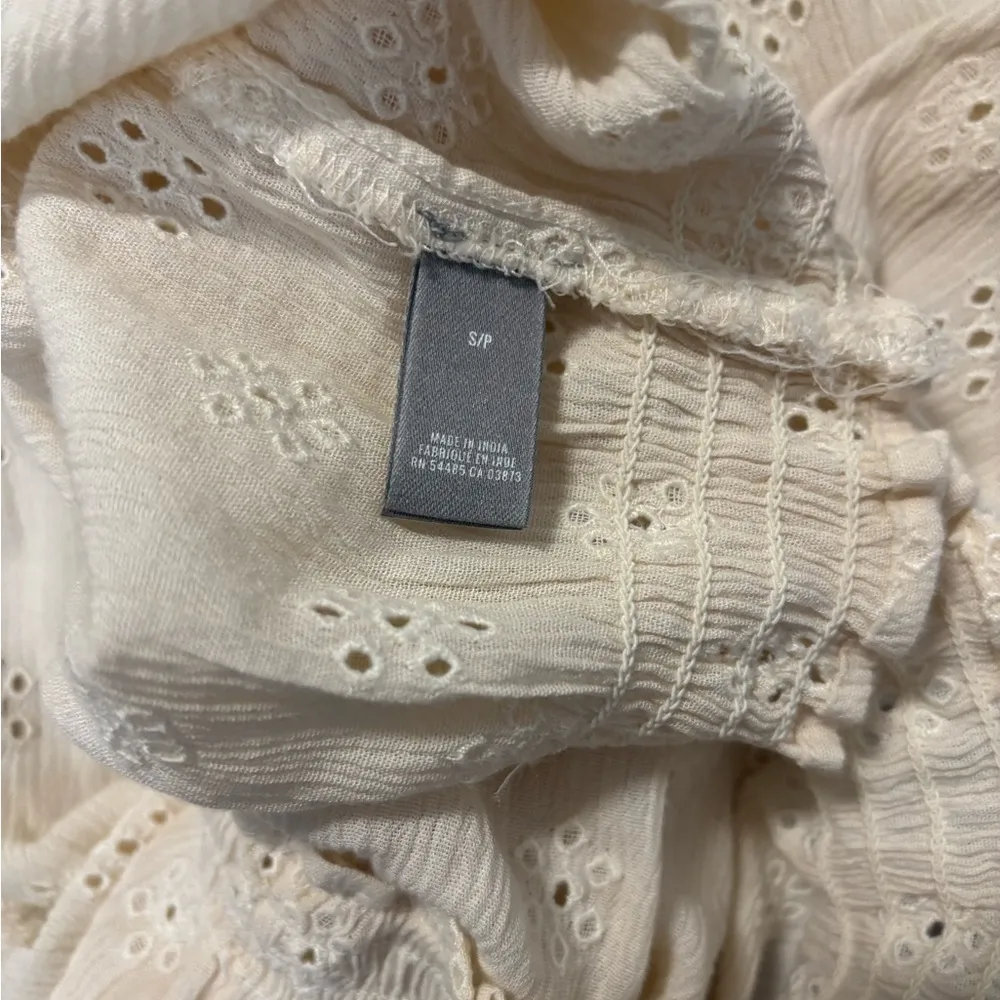 Aerie Cream Ruffled Cap Sleeve Blouse - Image 3