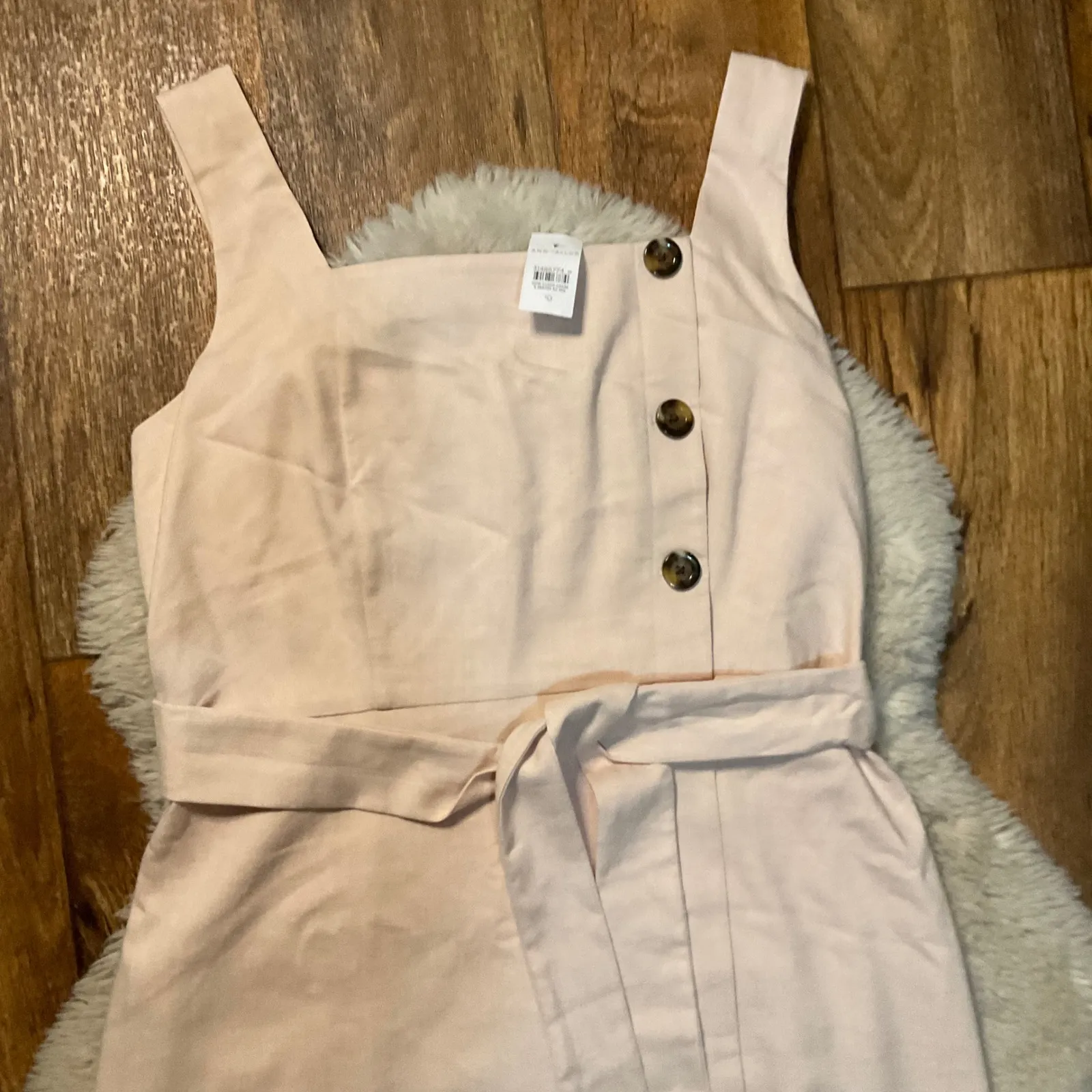 Ann Taylor‎ Dress Size 10 Light Pink Midi Lined Womens Linen Blend Belted Sheath - Image 2