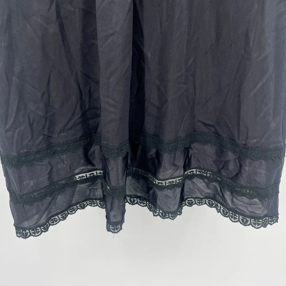 Vtg 1970s Sears Doesn't Slip Dress Sz L Whimsigoth Lace Festival Grunge Babydoll Black Size L - Image 7