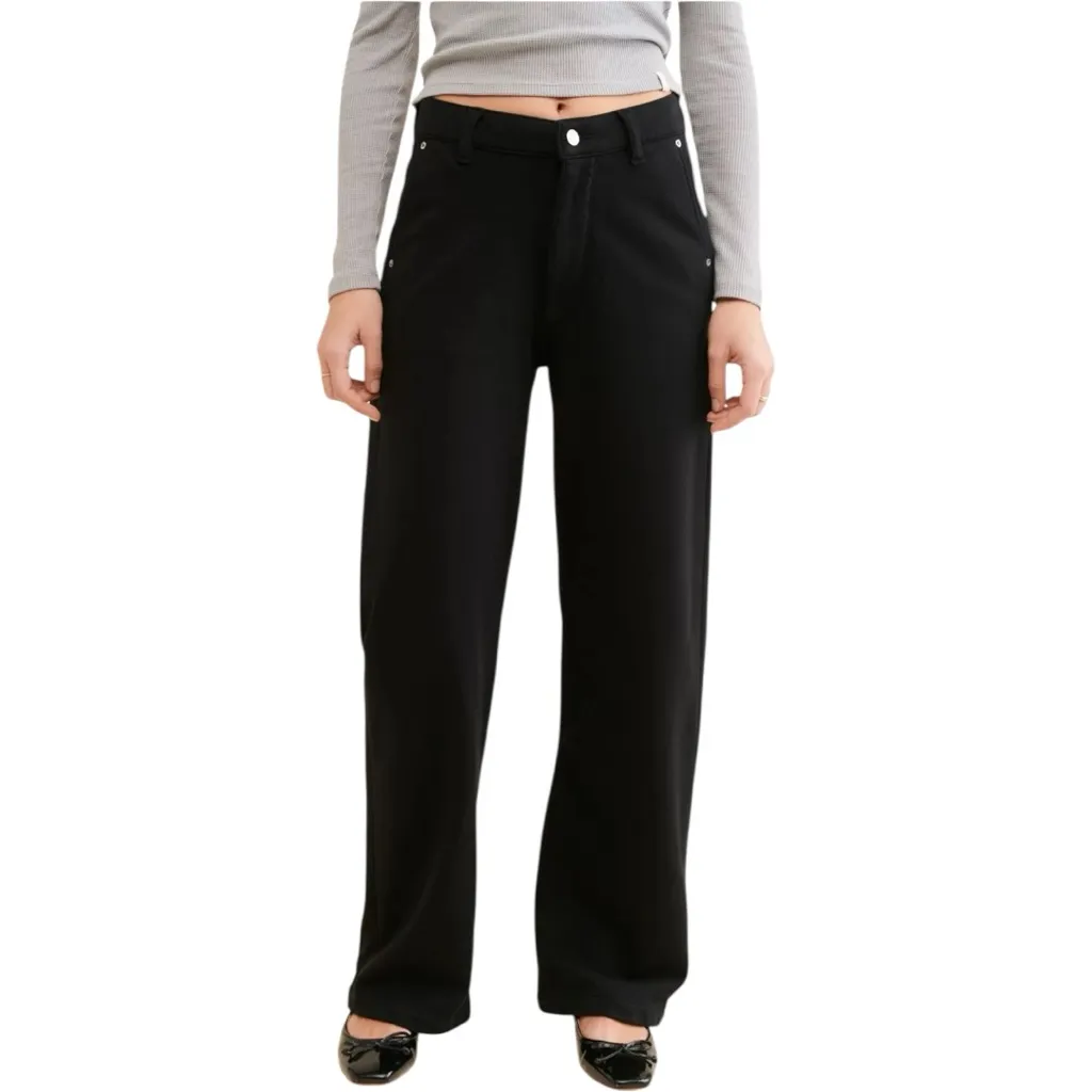 Anthropologie DL1961 Hepburn Black Wide Leg Knit Jean style Pants Size 28 - Image 3