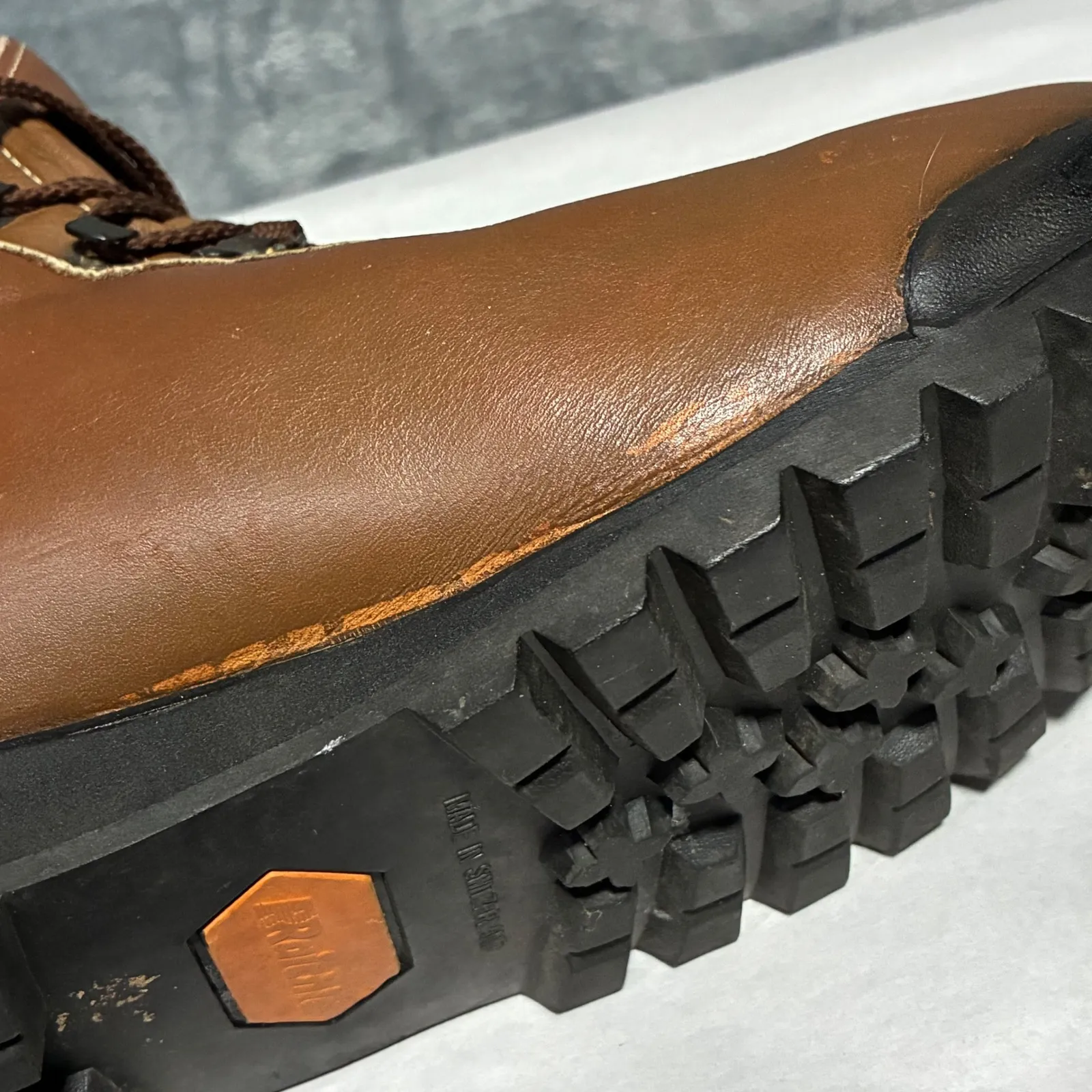 Vintage Raichle Brown Leather Hiking Boots Made in Switzerland Women's Size 8 - Image 12