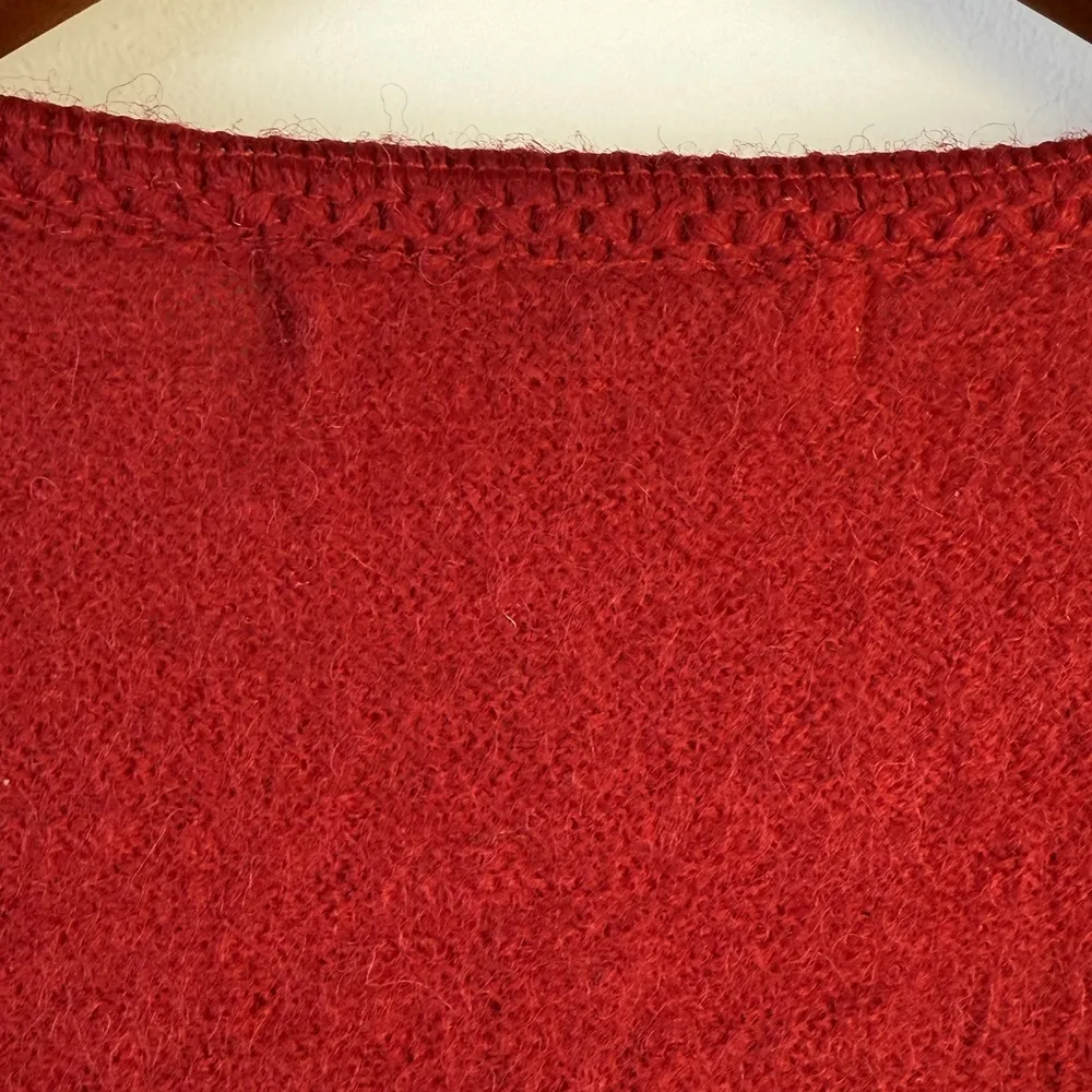 Susan Bristol Red Boiled Wool Ruffle Hem Jacket Cardigan Zip Front M‎ - Image 9