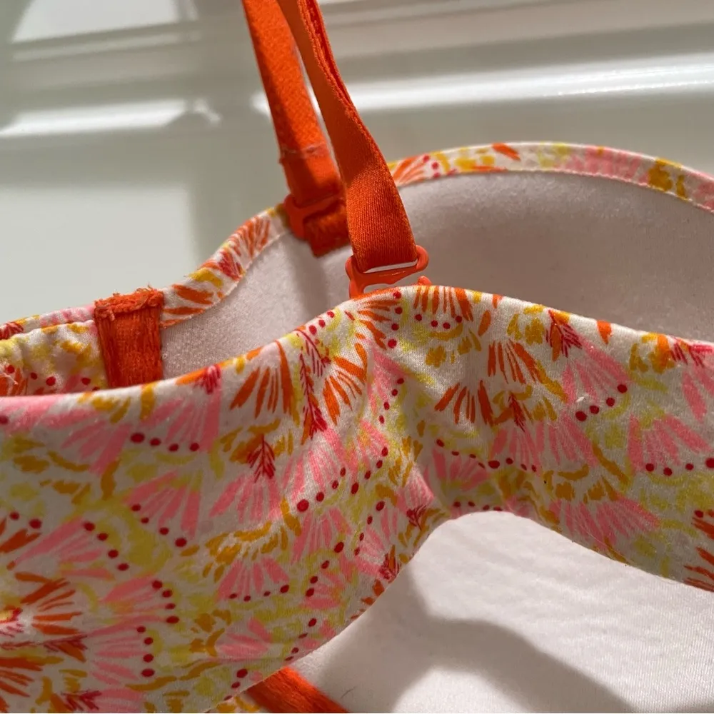 Victoria’s Secret Orange Yellow and Pink Lined Strapless Removable Straps Bra - Image 7
