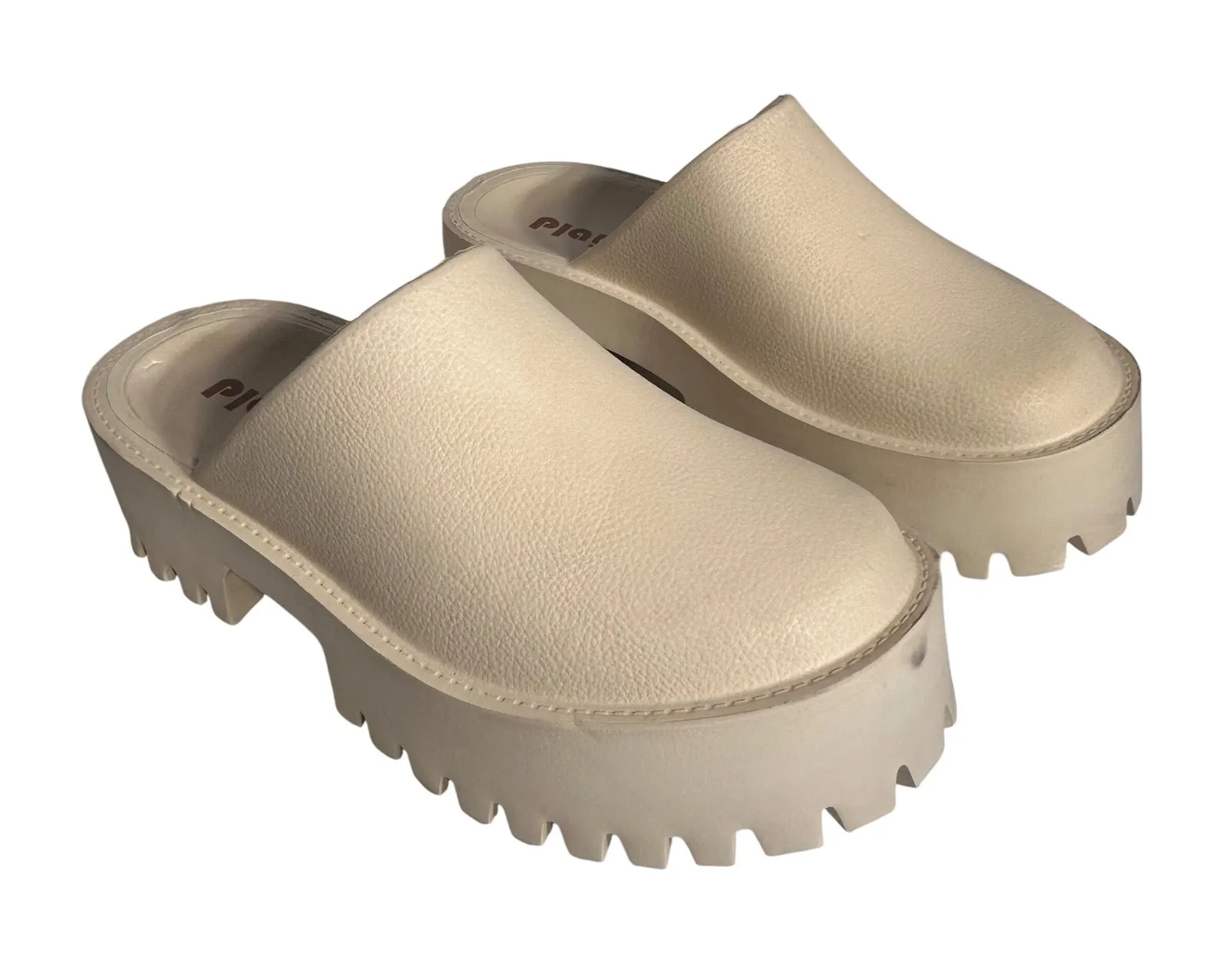 Play Platform Clogs Sandals Cream White Chunky Lug Sole Mule Shoes Size 8 EUR 39 - Image 1