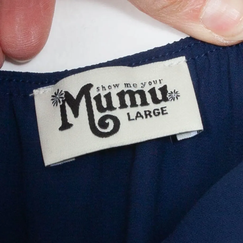 Show Me‎ Your MuMu Heather Halter Maxi Dress Navy Blue Womens Size Large - Image 10