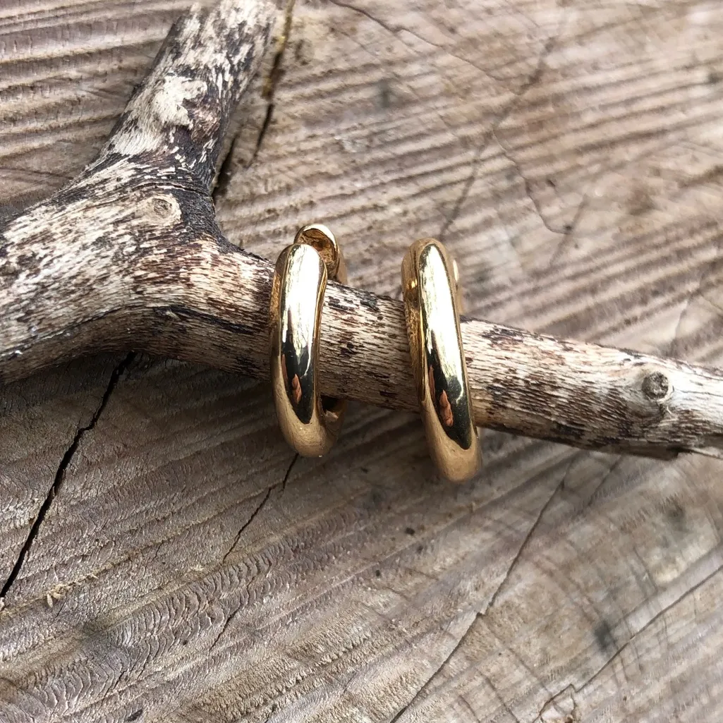 Gold Hoop Earrings Cuff No Backing - Image 3