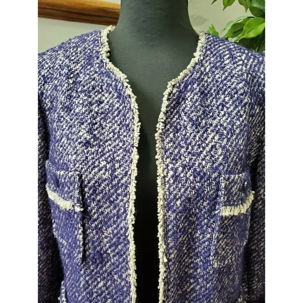 Talbots Women's Purple Rayon & Wool Long Sleeve Open Front Fitted Blazer Size 12 - Image 5