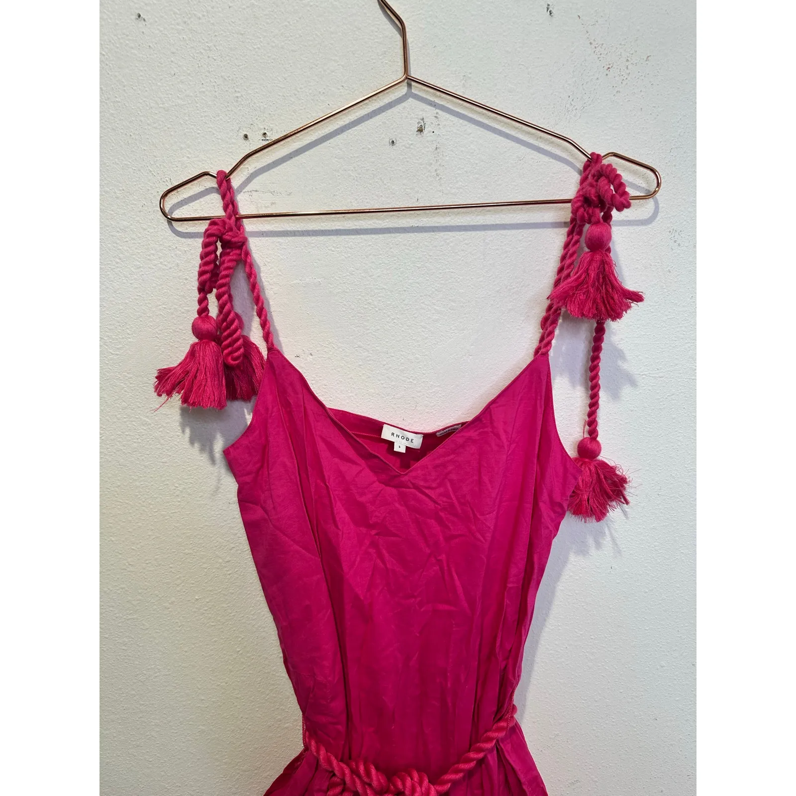 RHODE Hot Pink Casey Tassel End Belted Cotton - Image 4
