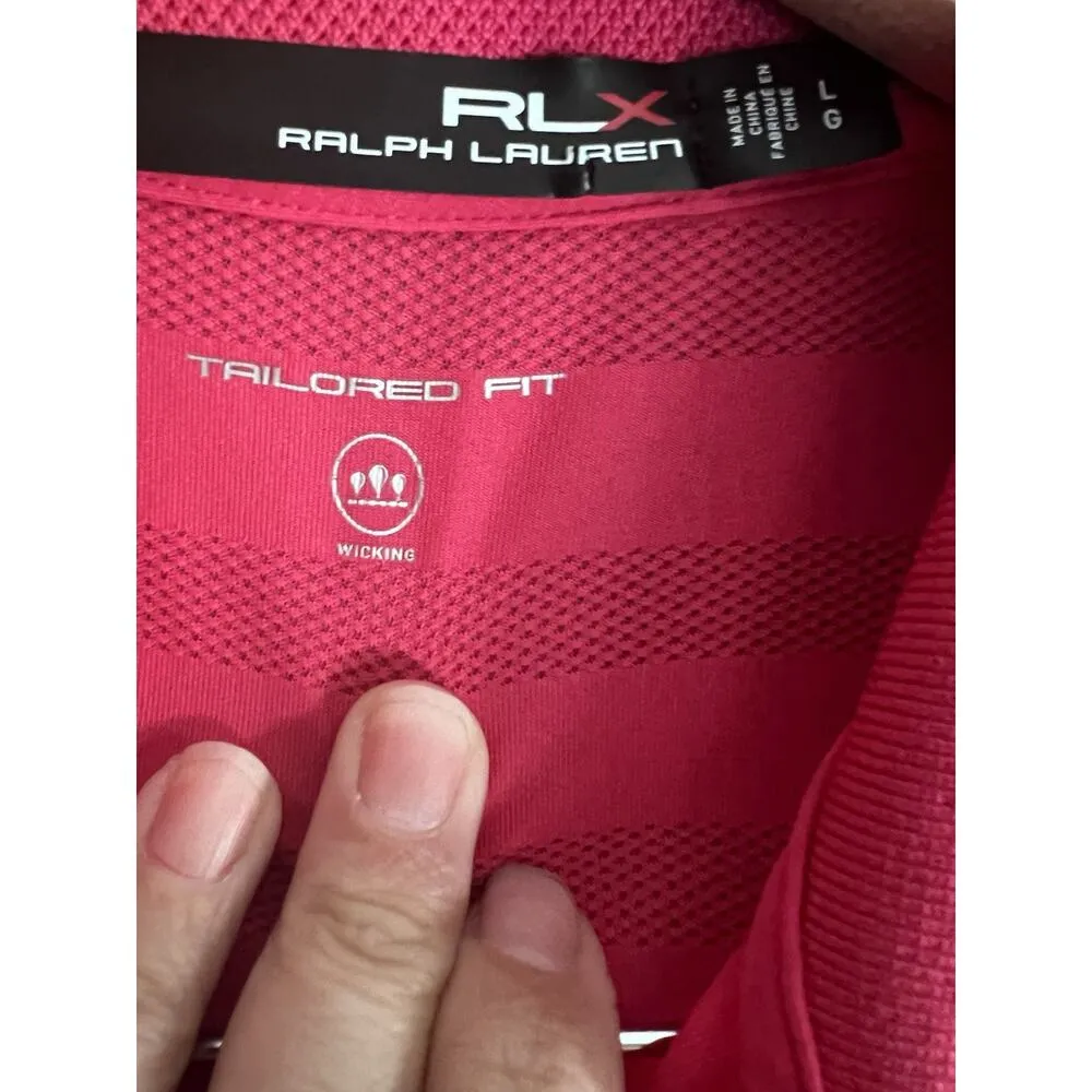 RLX RALPH LAUREN Size L Pink Polo Golf Tailored Fit Piqué Sleeveless New Size L - Image 4