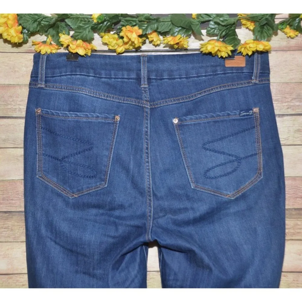 Seven7 Dark Denim Stretch Jeans Size 14 Tummyless High Rise Skinny Jeans Comfort - Image 5