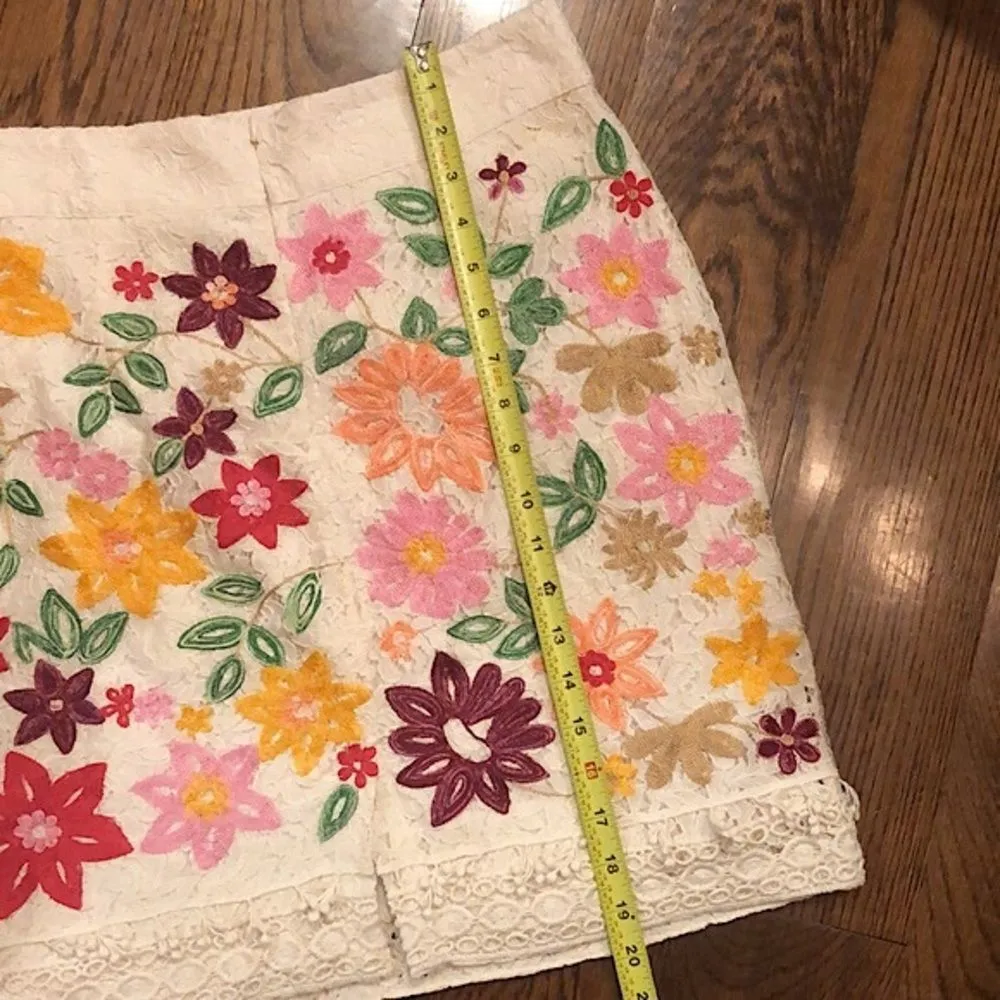 MAEVE ANTHROPOLOGIE Ayaka Lace Cream Embroidered Floral Pencil Skirt Sz 6 - Image 6