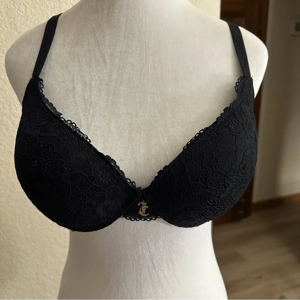 Juicy Couture  Black‎ Padded Underwire Adjustable Bra Size 38C - Image 2