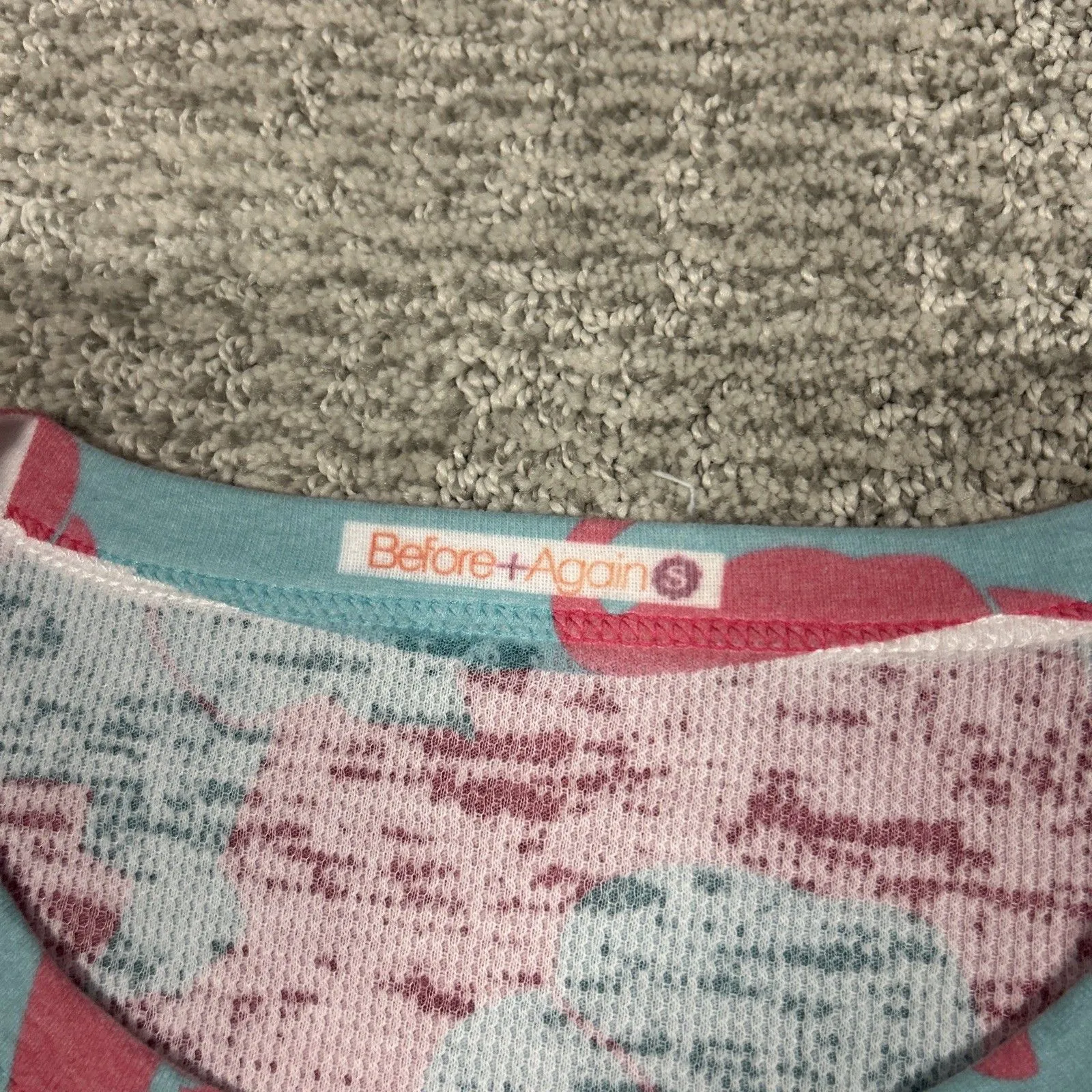 Before + Again Shirt Baby Waffle Tee Womens Small Elephant Print Sundance USA Blue - Image 2