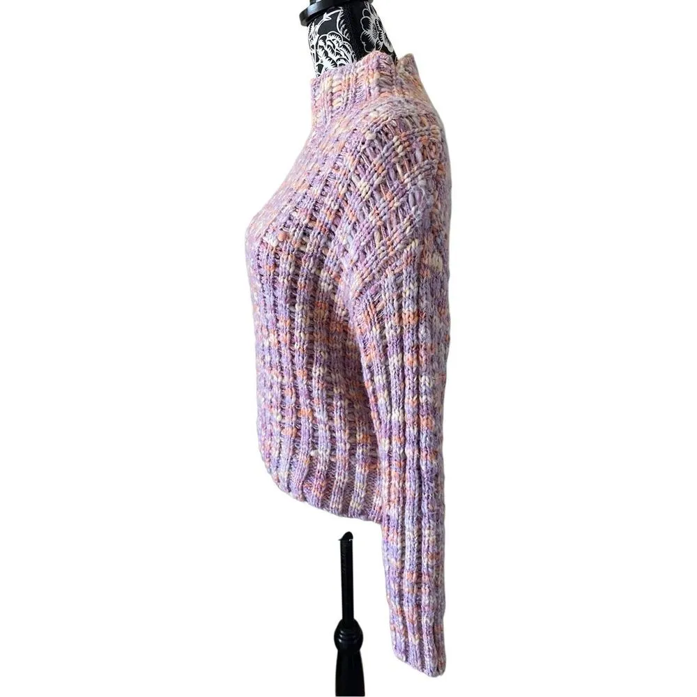 Black Tape Rainbow Spacedyed Sweater Chunky Knit Turtleneck Sweater Winter Sz Xs Purple - Image 3