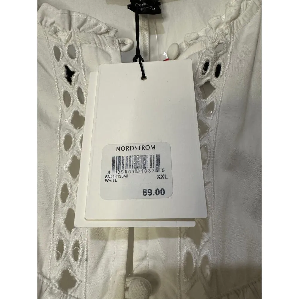 Something Navy Women's Size XXL Long Sleeve Dress White Eyelet Cinch Waist NWT - Image 8