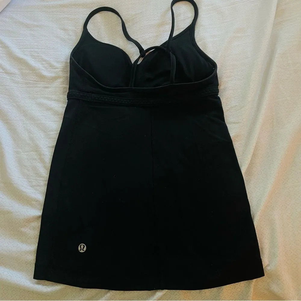Lululemon Black Padded Ribbed Dance Ballerina Unique Back Tank Top Size 2 - Image 4