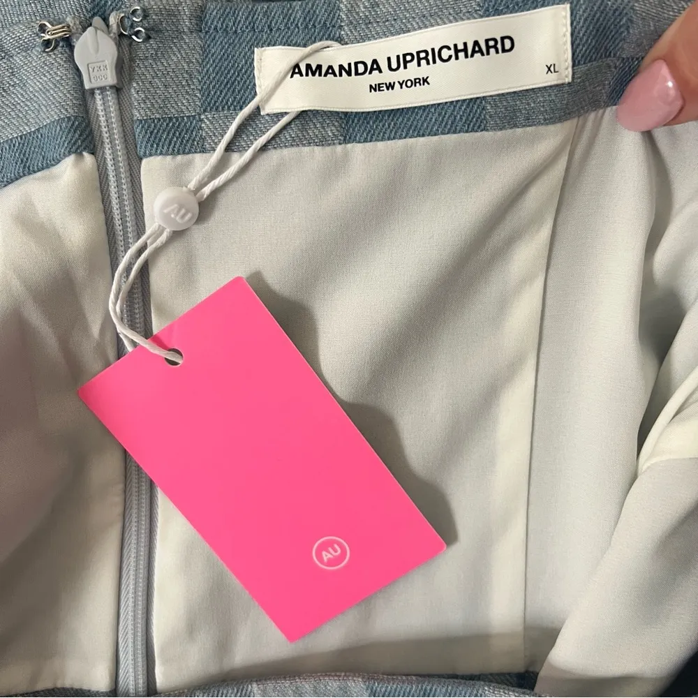 NEW NWT Amanda Uprichard Rossi Romper Dress In Checkerboard Denim Blue - Image 12