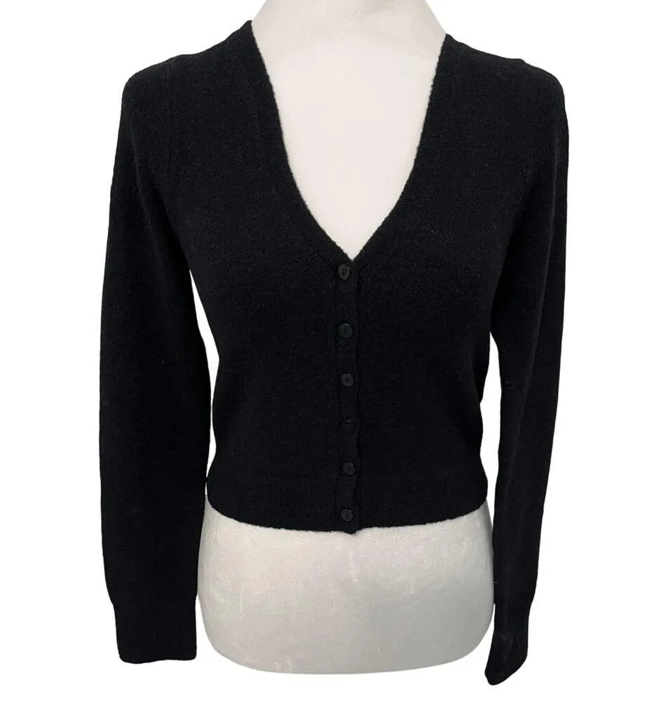Abercrombie Soft A&F Dreamlush Slim Short Cardigan Sweater Black Size XS Cropped - Image 2