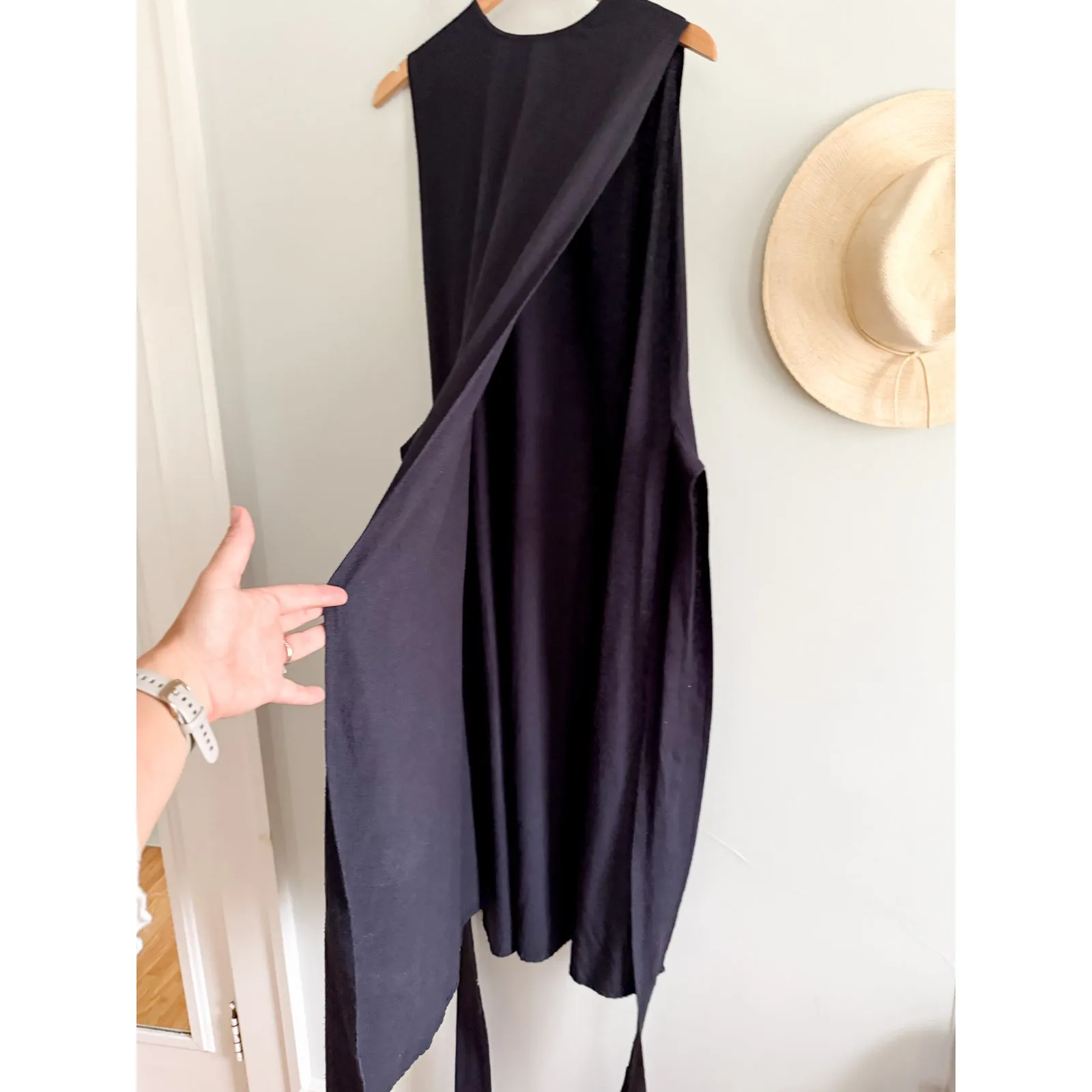 DÔEN | DOEN | Market Raw Silk Wrap Dress in Deep Ink | Sz S Black - Image 6