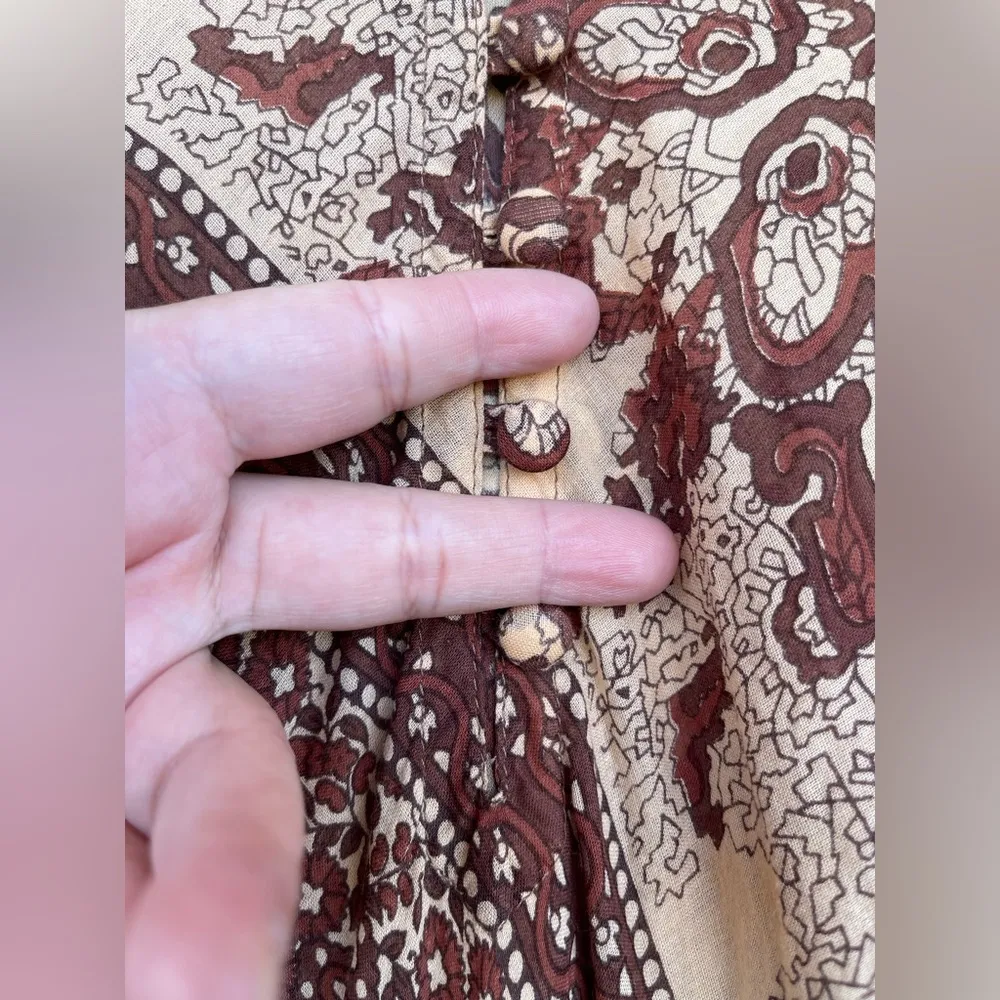 BLUE BOHEME Audrey Printed Maxi kaftan Dress Butterfly Sleeves brown large Brown - Image 5