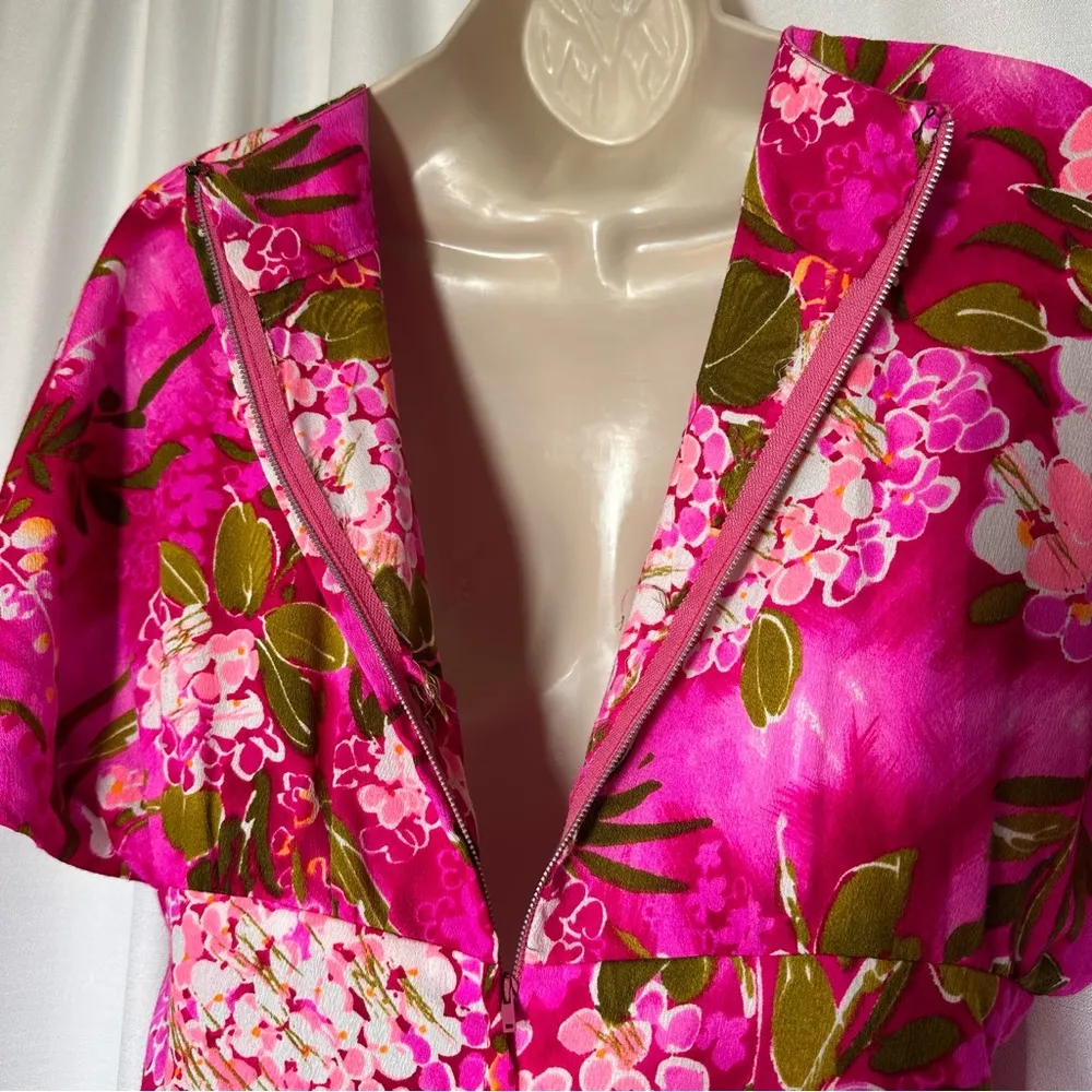 New Women's Dress S Pink Floral Maxi Boho Garden Party Barbie Handmade Vacation - Image 7