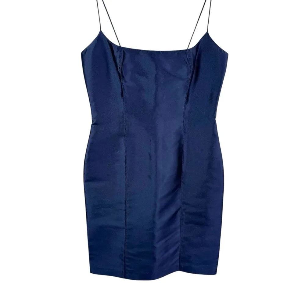 Blumarine Navy Silk Spaghetti Strap Slip Dress Blue Size 10 - Image 2