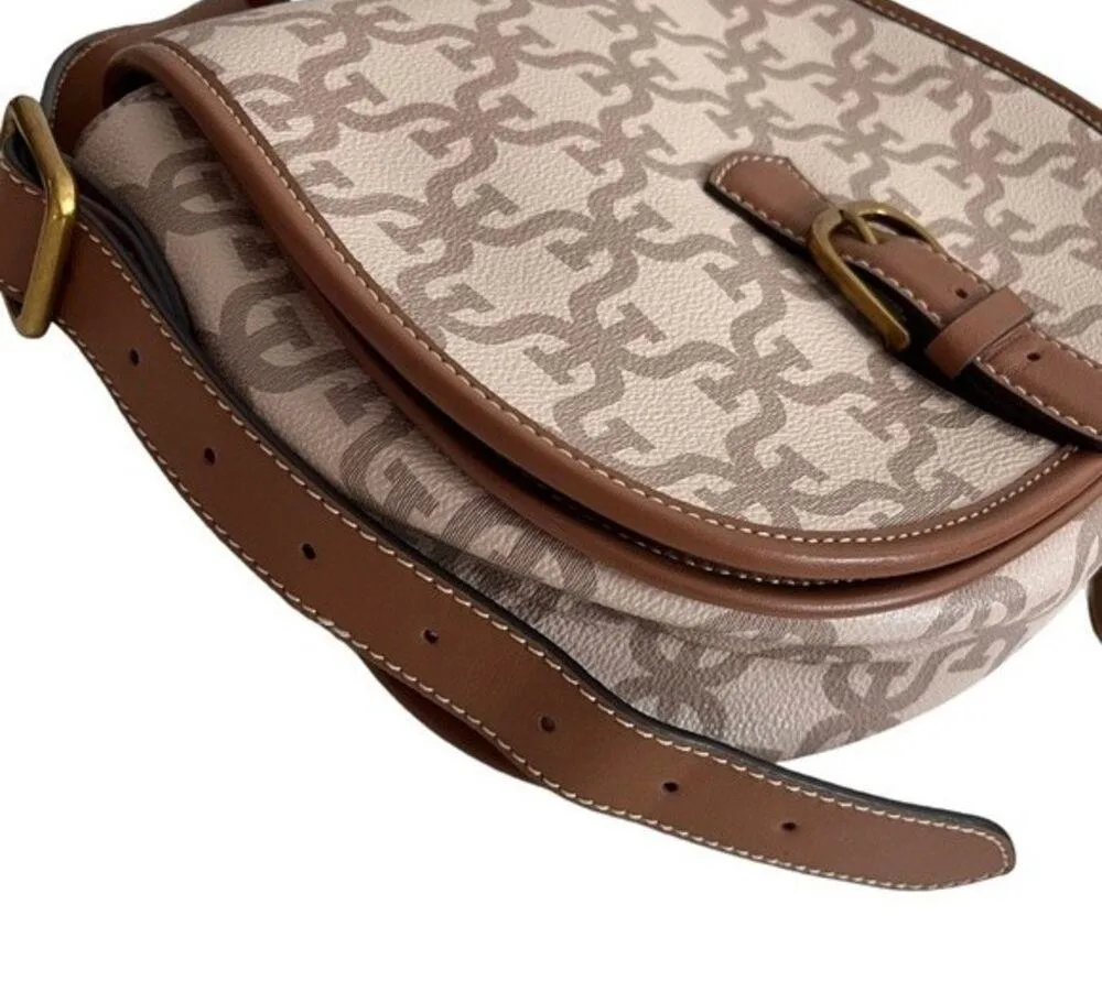 SAM EDELMAN Signature Saddle Bag Tan Sand Magnetic Snap Closure - Image 4