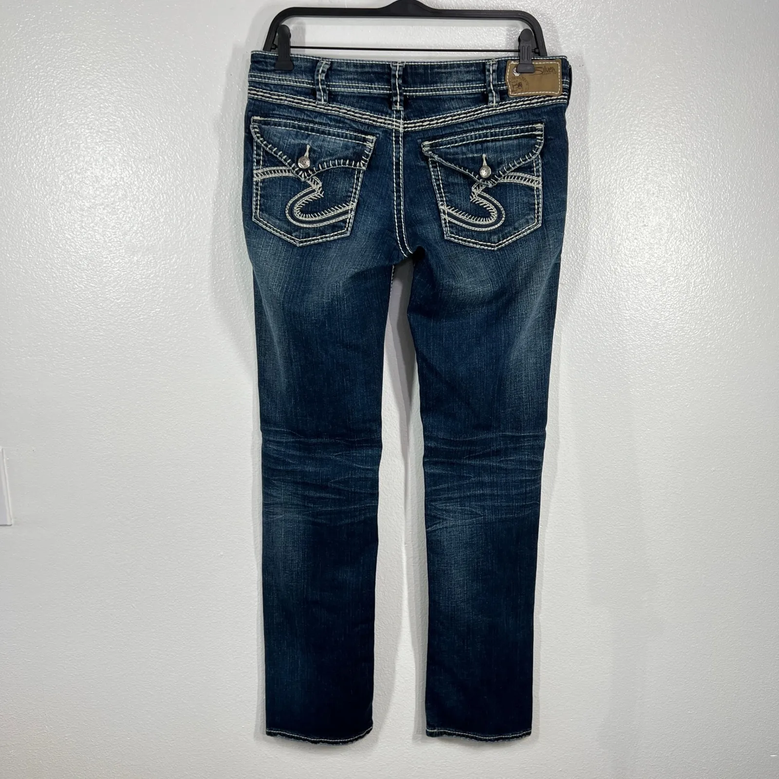 Silver Jeans Berkley Flap Boot Cut Pocket Dark‎ Wash Denim Jeans W30 L34 Fits 33 - Image 4
