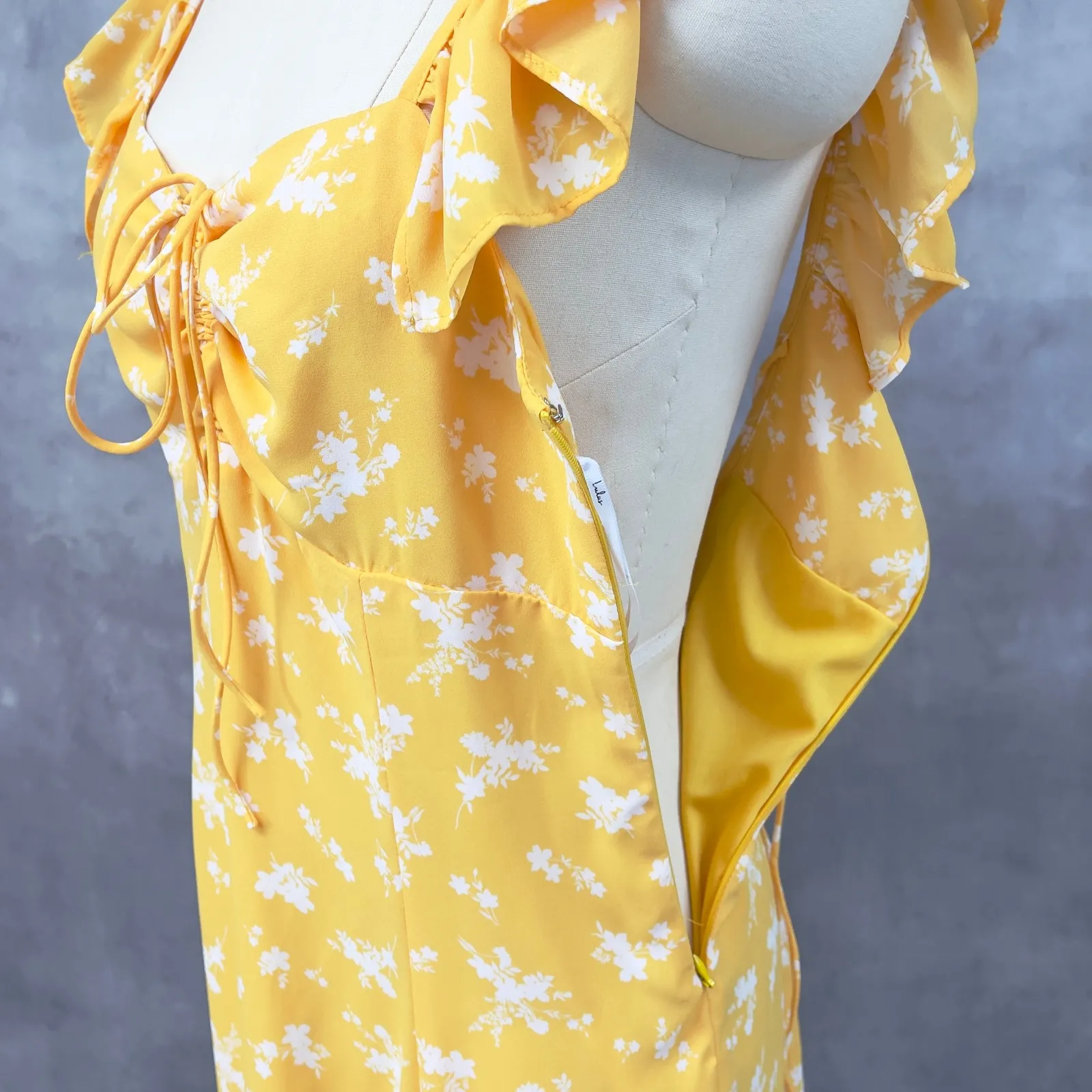 Lulus Sunny Paradise Womens Dress Large Milkmaid‎ Mini Cottage Coquette Ruffled - Image 5