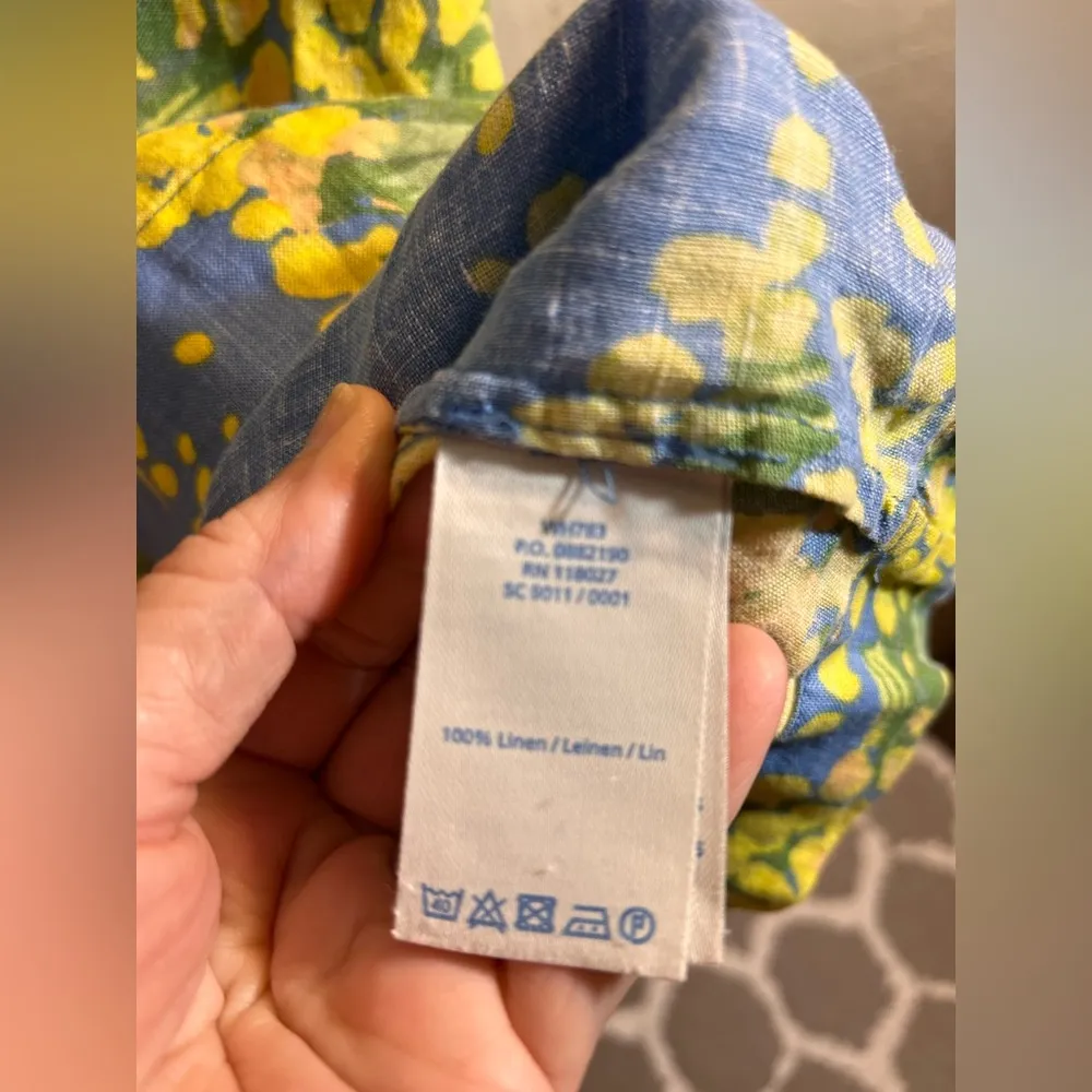 Boden Blue and Yellow Floral Dress linen floral mini summer business casual Size 2 - Image 3