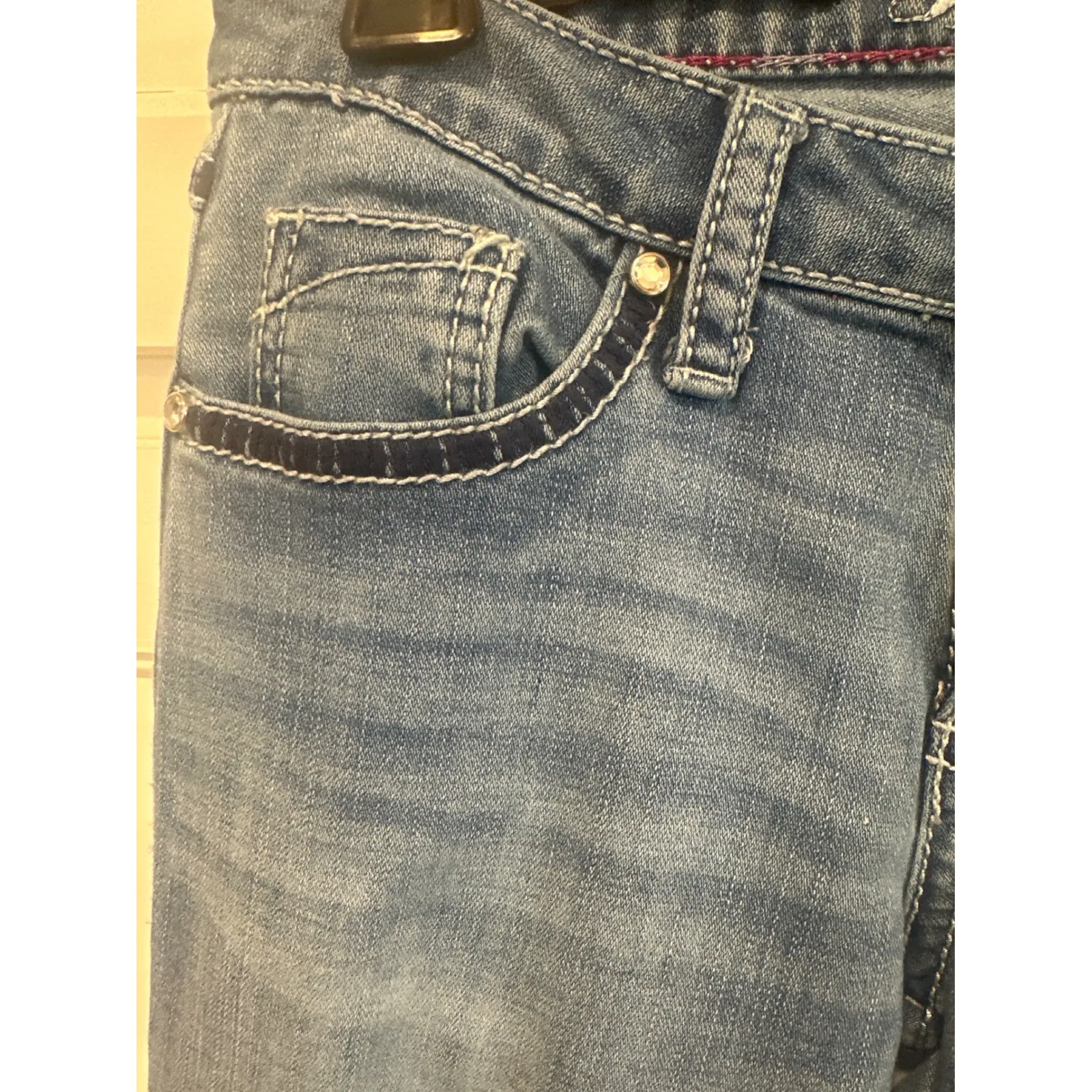 Western rock Wrangler Blue Low Rise Bootcut Jeans casual 26x32 cowgirl Size 26 - Image 3