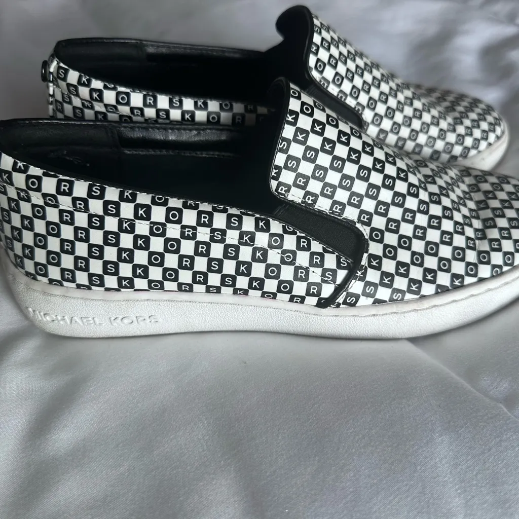 Michael Kors Monogram Slip-On Sneakers in Black and White - Image 4