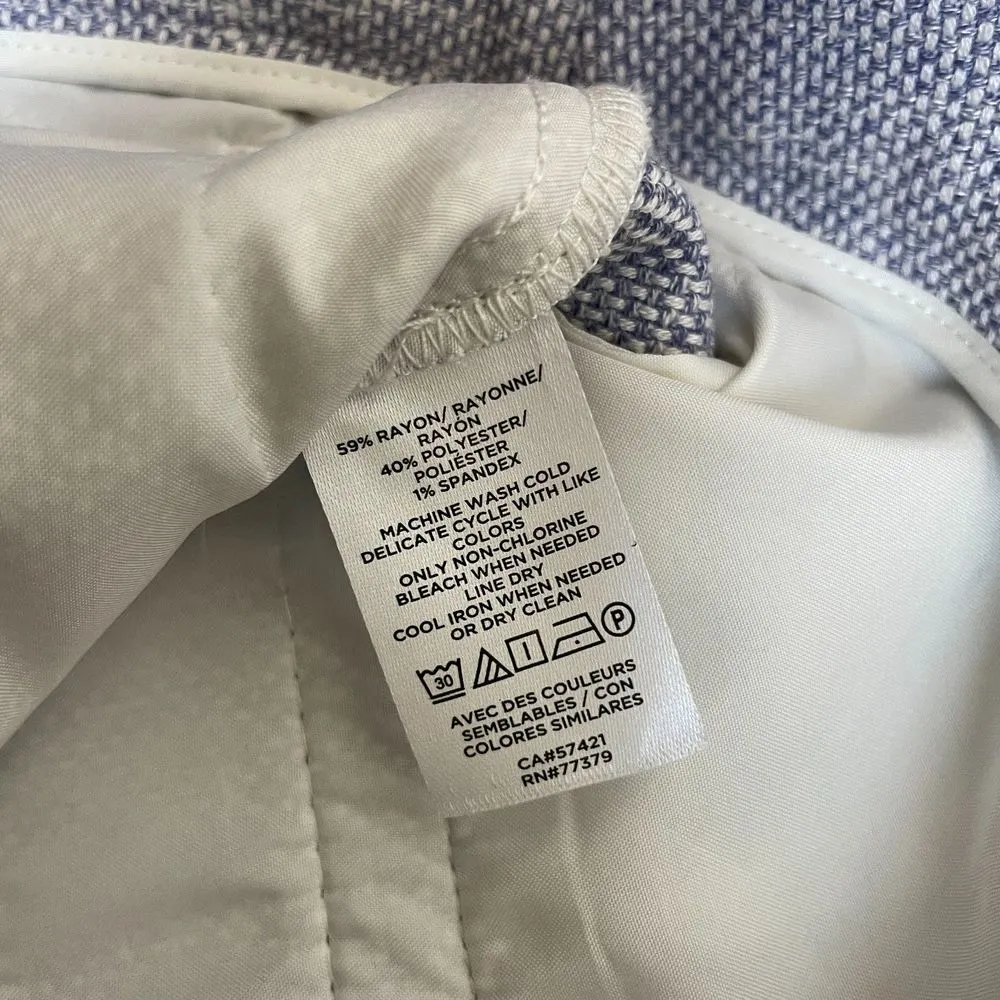 NWT Ann Taylor high rise straight leg blue white tweed woven pants cuffed twee - Image 6