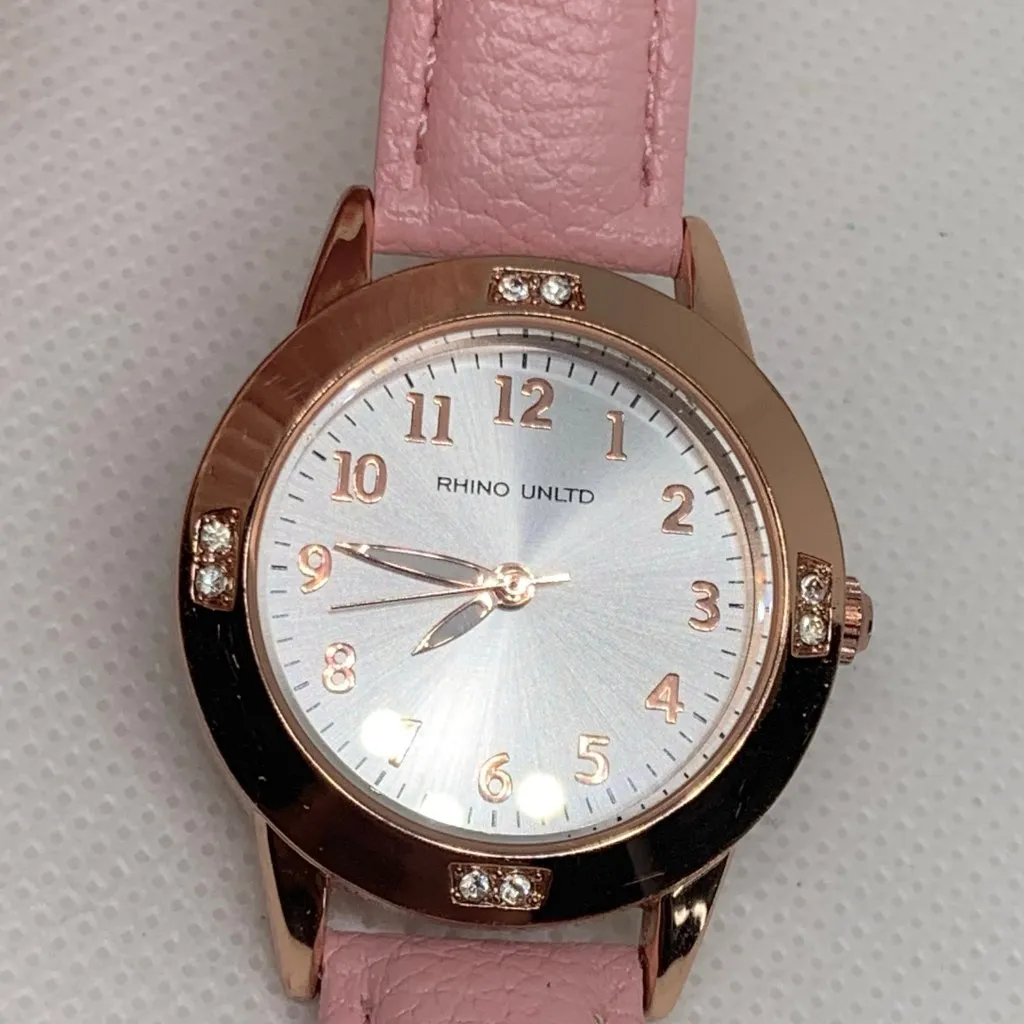 Rhino unltd women watch rose gold tone 29mm round case quartz analog running - Image 3