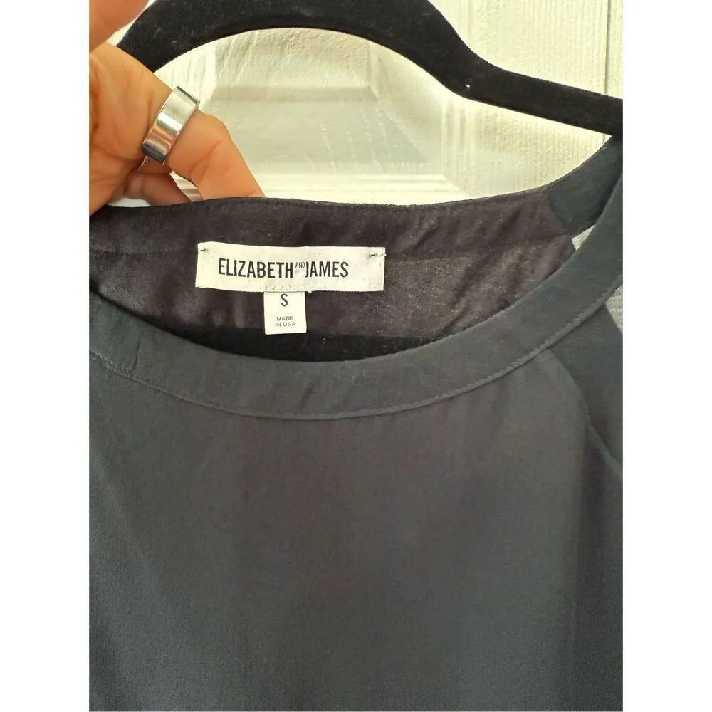 Elizabeth and James Small Black Silk Ruffle Tee Shirt - Image 3
