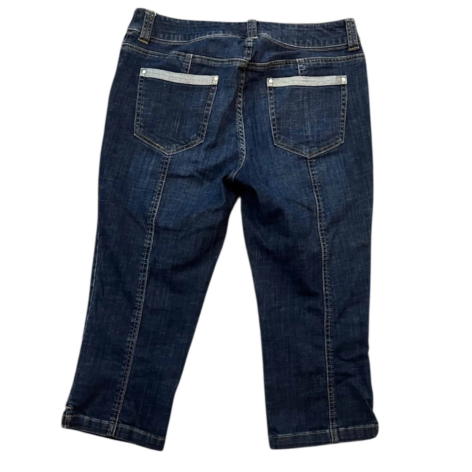 Chico’s Platinum Denim Capri Jeans Split Hem Stretch Dark Wash 0.5 - Image 2