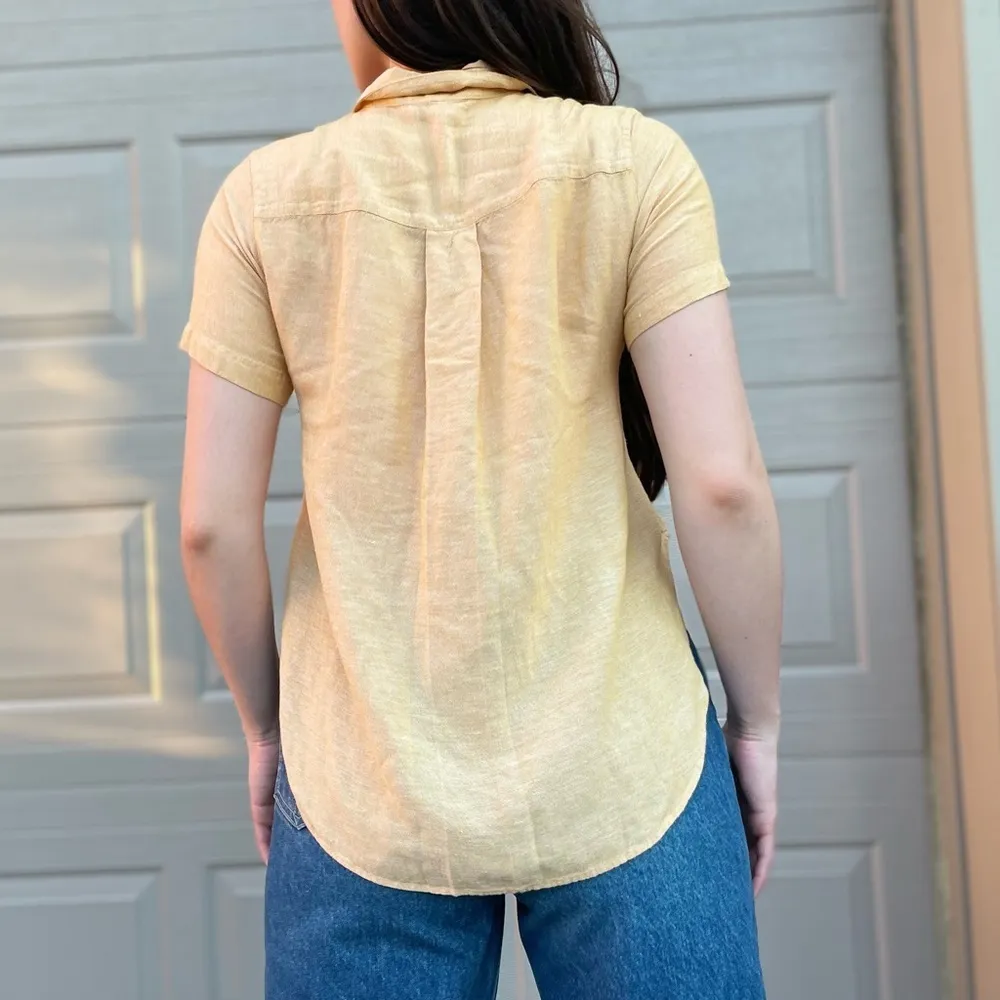 Theory Minimalist Linen Blend Farm Core Button Front Collared Summer Shirt S - Image 2