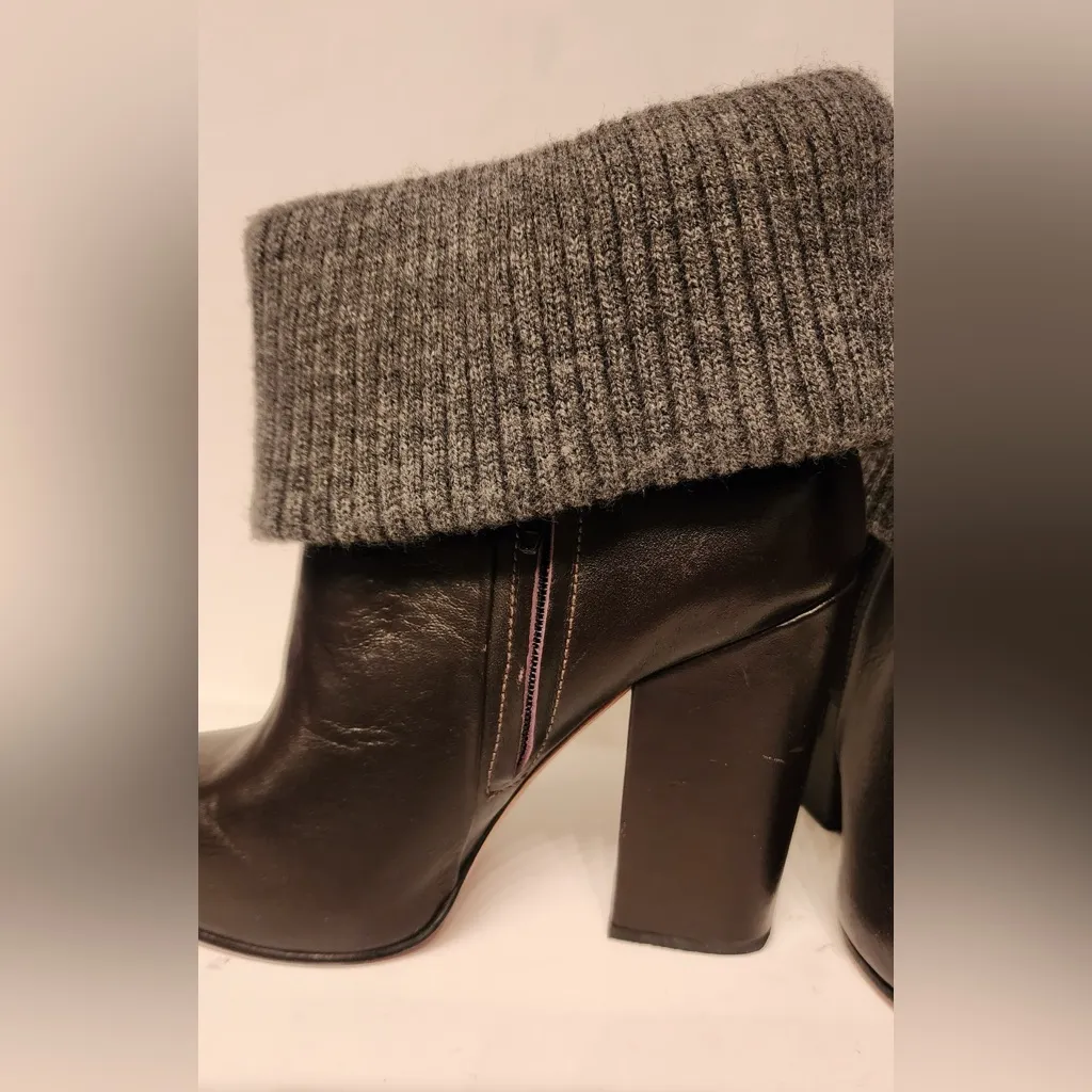 Rachel Comey Leather Knit Cuffed Women’s Brown & Grey Ankle Boots Size 5 - Image 4