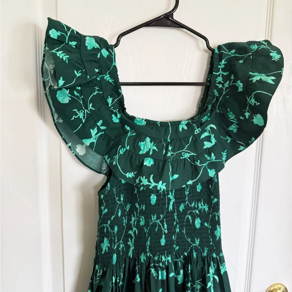 Hill House Akilah Midi Dress in Green Botanical - Image 4