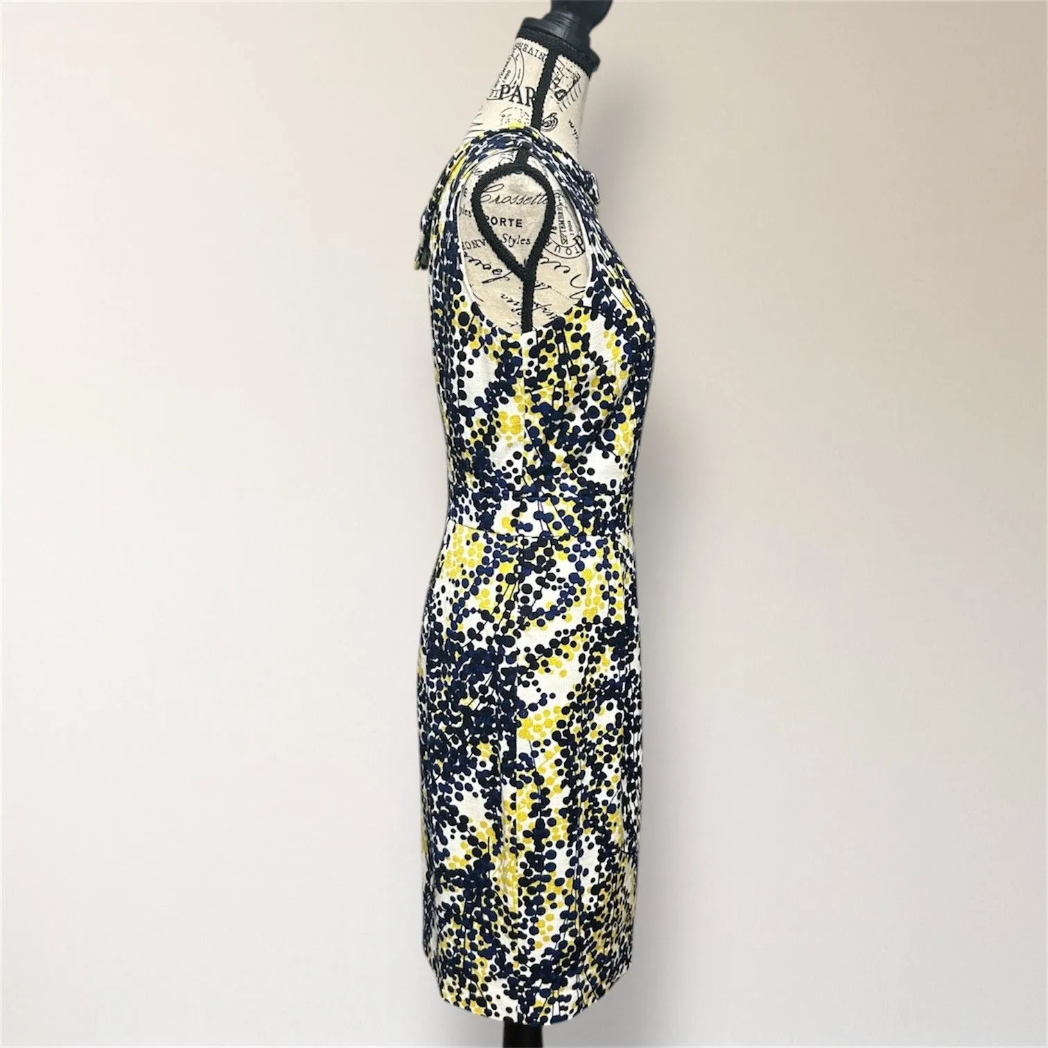 Boden Martha 6R Yellow Blue Floral Sleeveless Sheath Dress Mimosa Wisteria Party Size 6 - Image 3