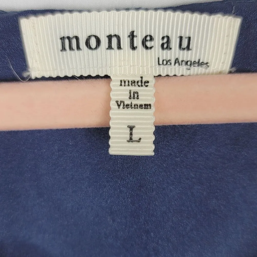 Monteau Blue Lace High Neck Spaghetti Strap Top Sz  L - Image 4