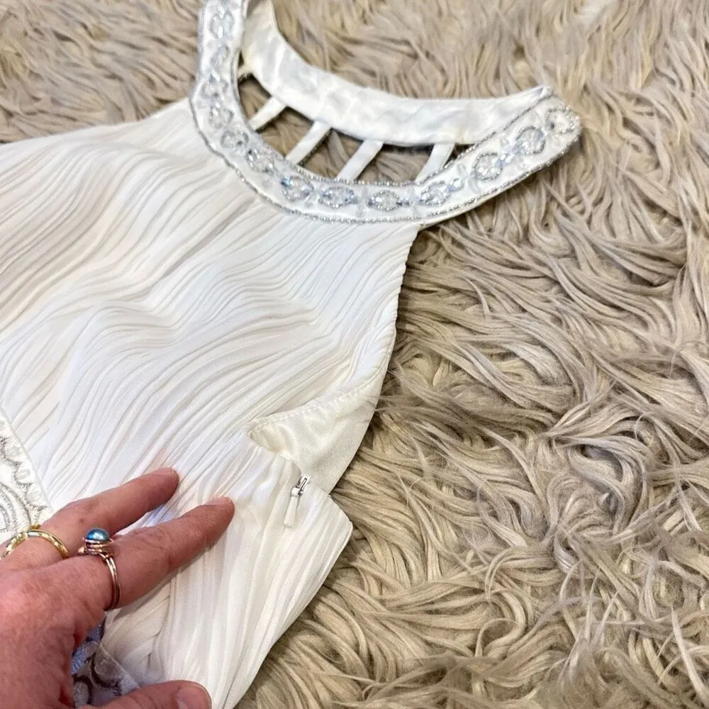 Sue Wong short white beaded dress size 8 - Image 6