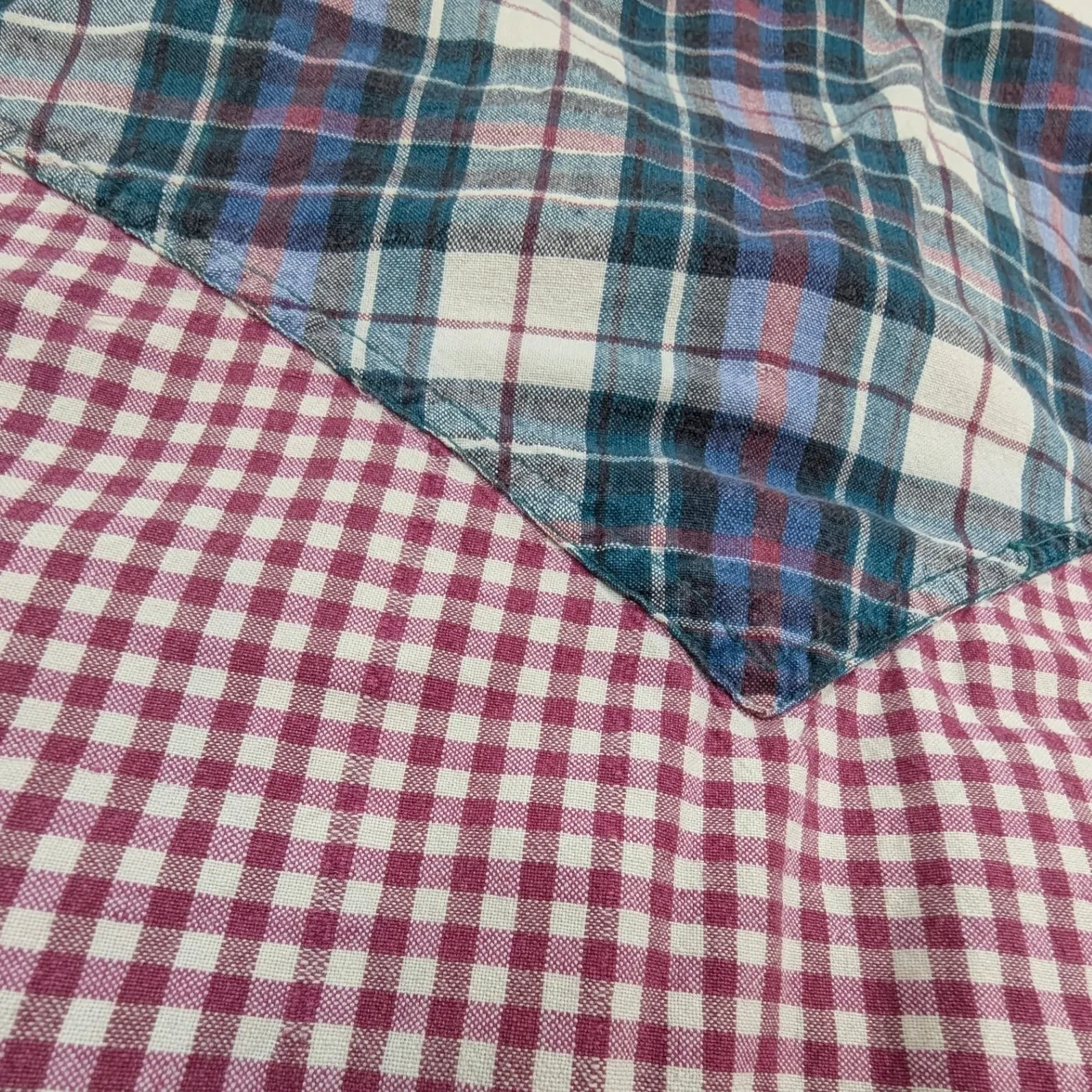 Patchwork Plaid Sleeveless Button Up Shirt – Women's M Multicolor Y2K Green Size M - Image 8