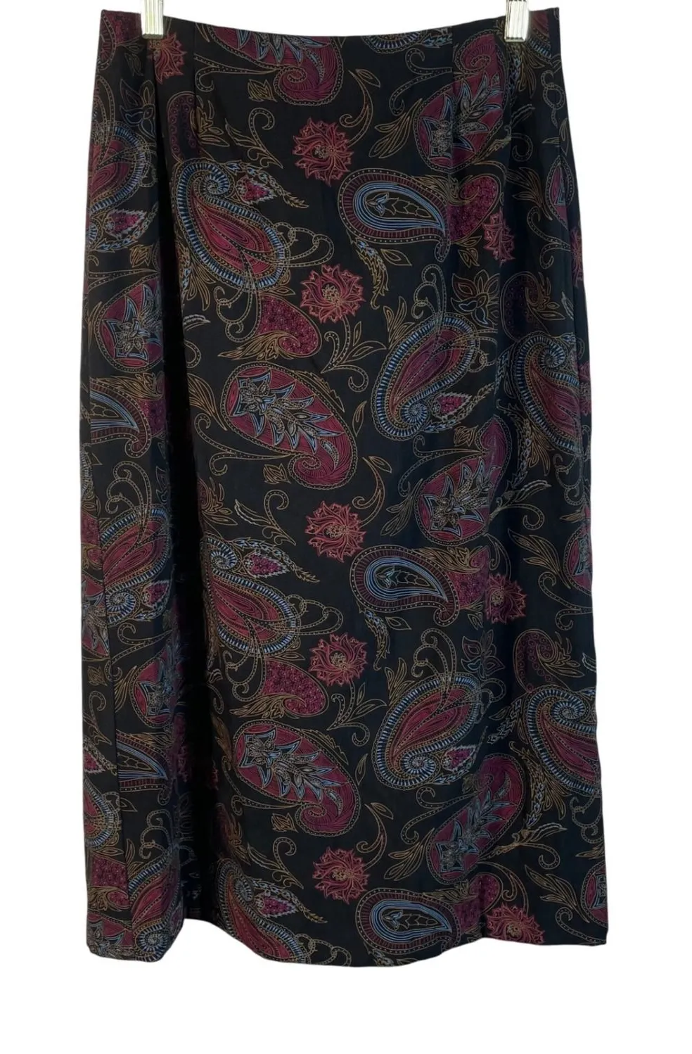 JM Collection Petite Paisley Madi Skirt Size 10P Black Multi Lined – 32" Length - Image 1