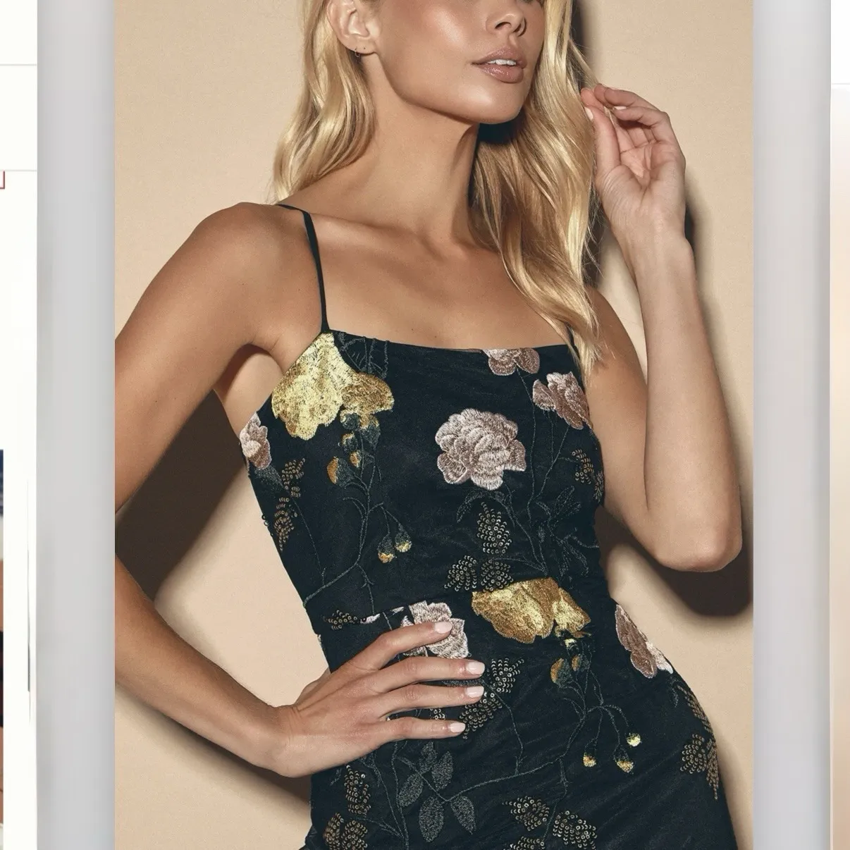 NWT Lulus Rue Colorful Floral Embroidered Sequin Bodycon Mini Dress LARGE - Image 2