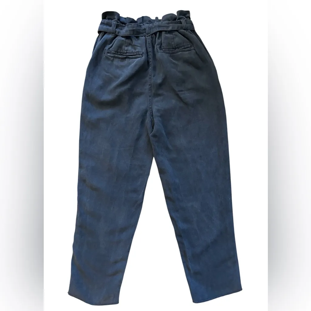 Aerie paperbag waist pants soft twill tie waist belt dark Gray - Image 3