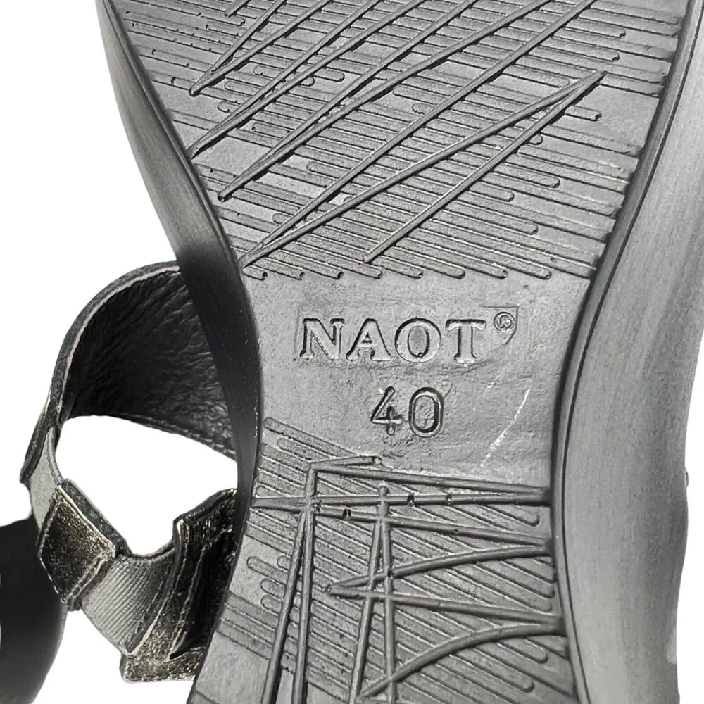 Naot Wedge Sandals Womens 9 Metallic Gray Patent Leather Slip On Comfort Resort - Image 13